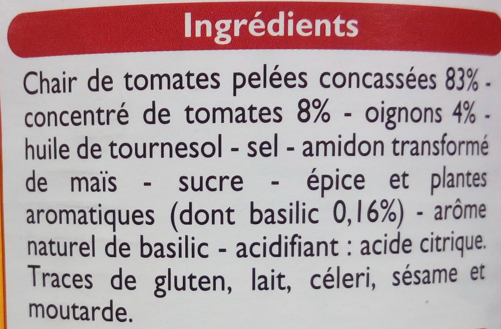 Leader Price Chair de tomate au basilic packshot