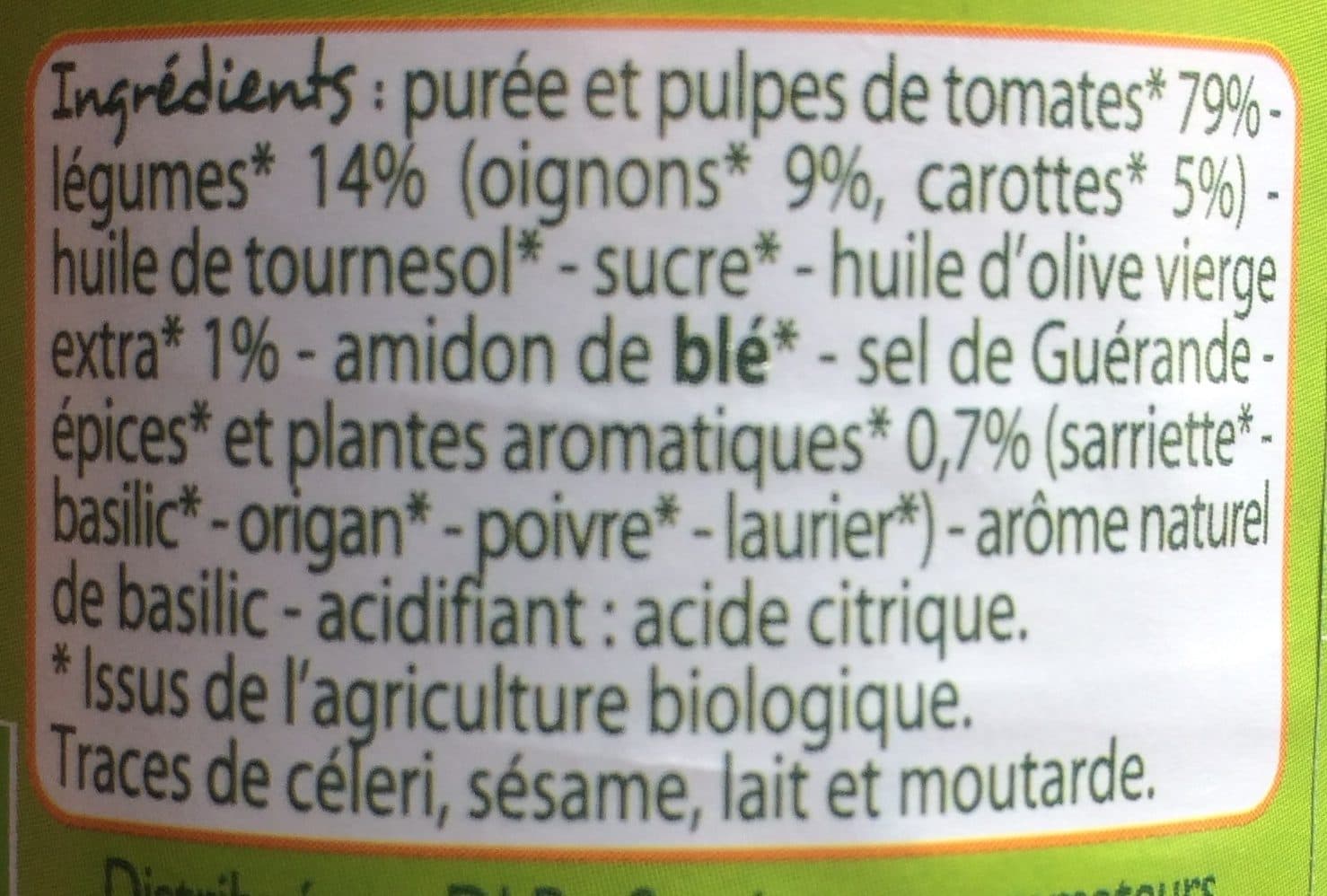 Leader Price Sauce tomate provençale bio packshot