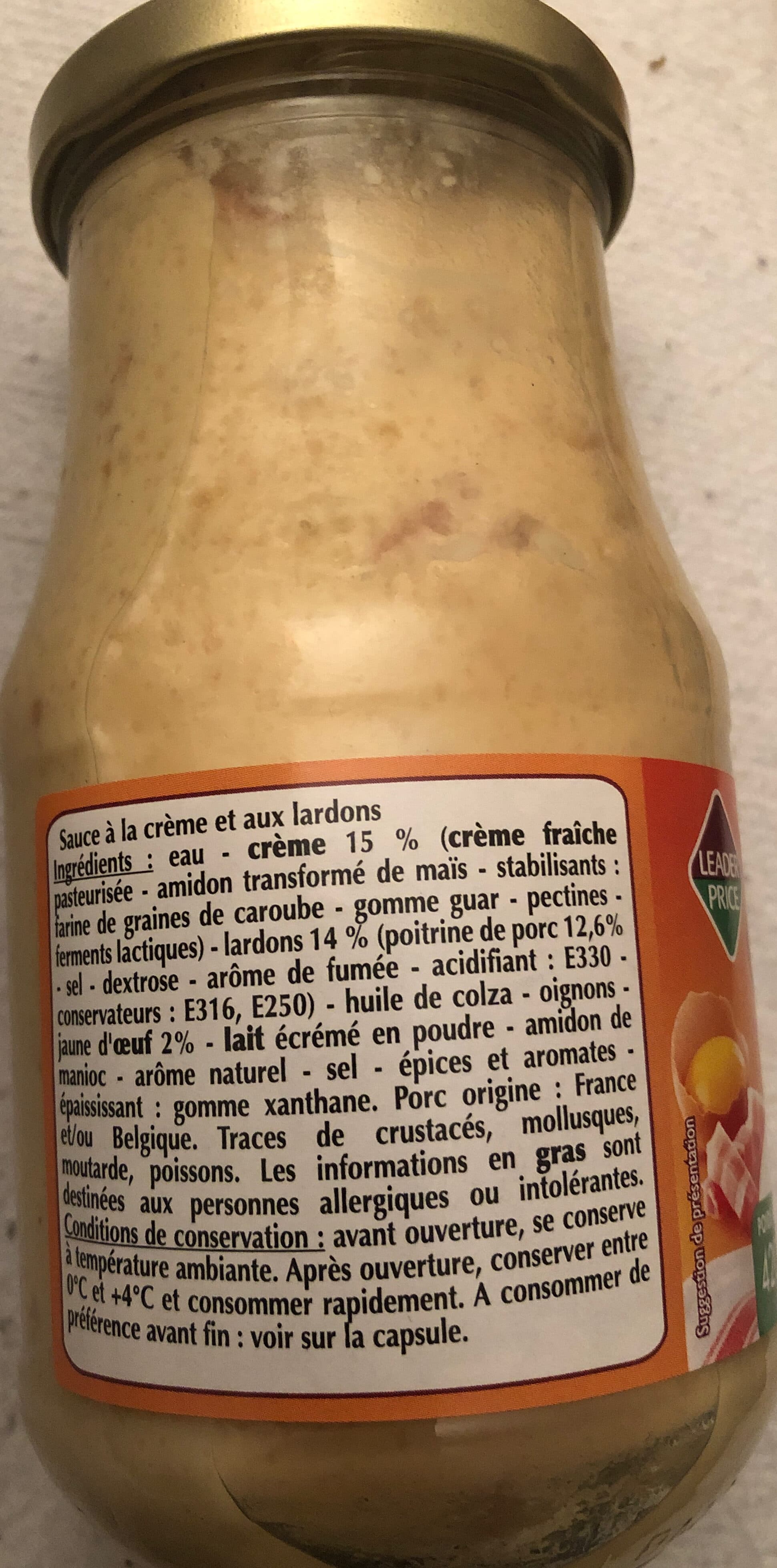 Leader Price Sauce carbonara packshot