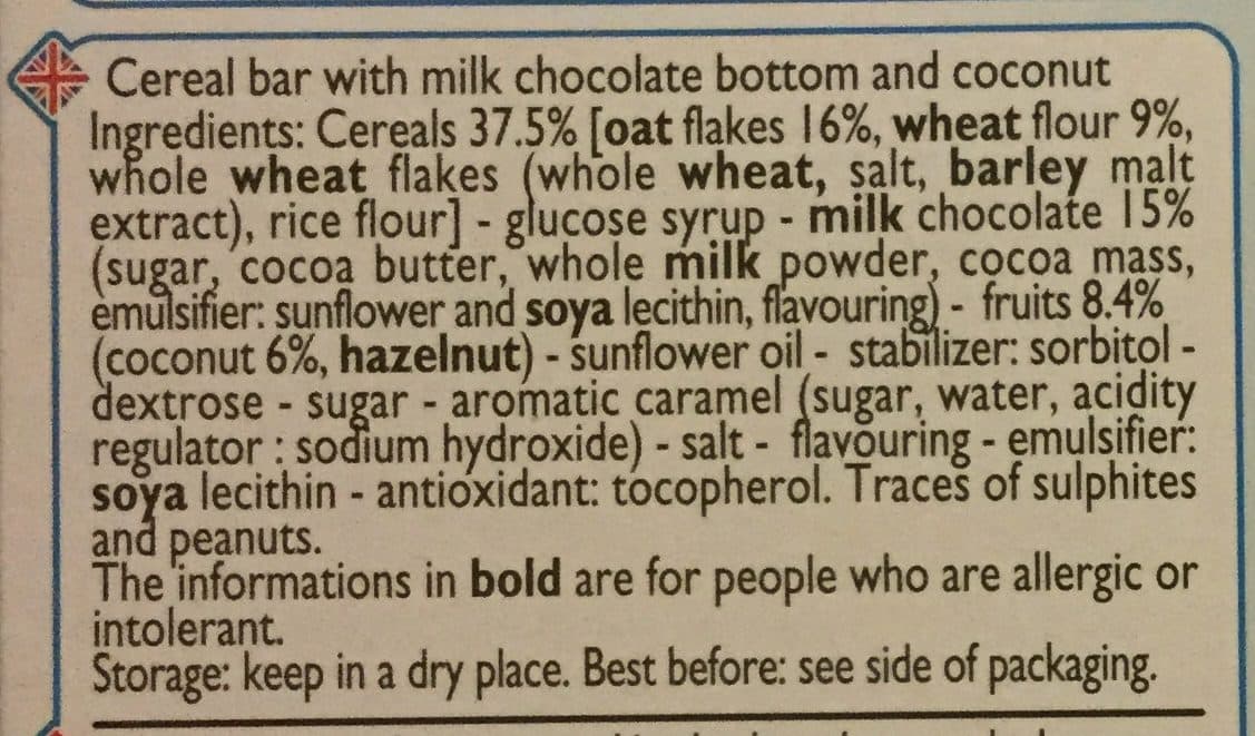 Leader Price Barres cereales - chocolat au lait - noix de coco packshot