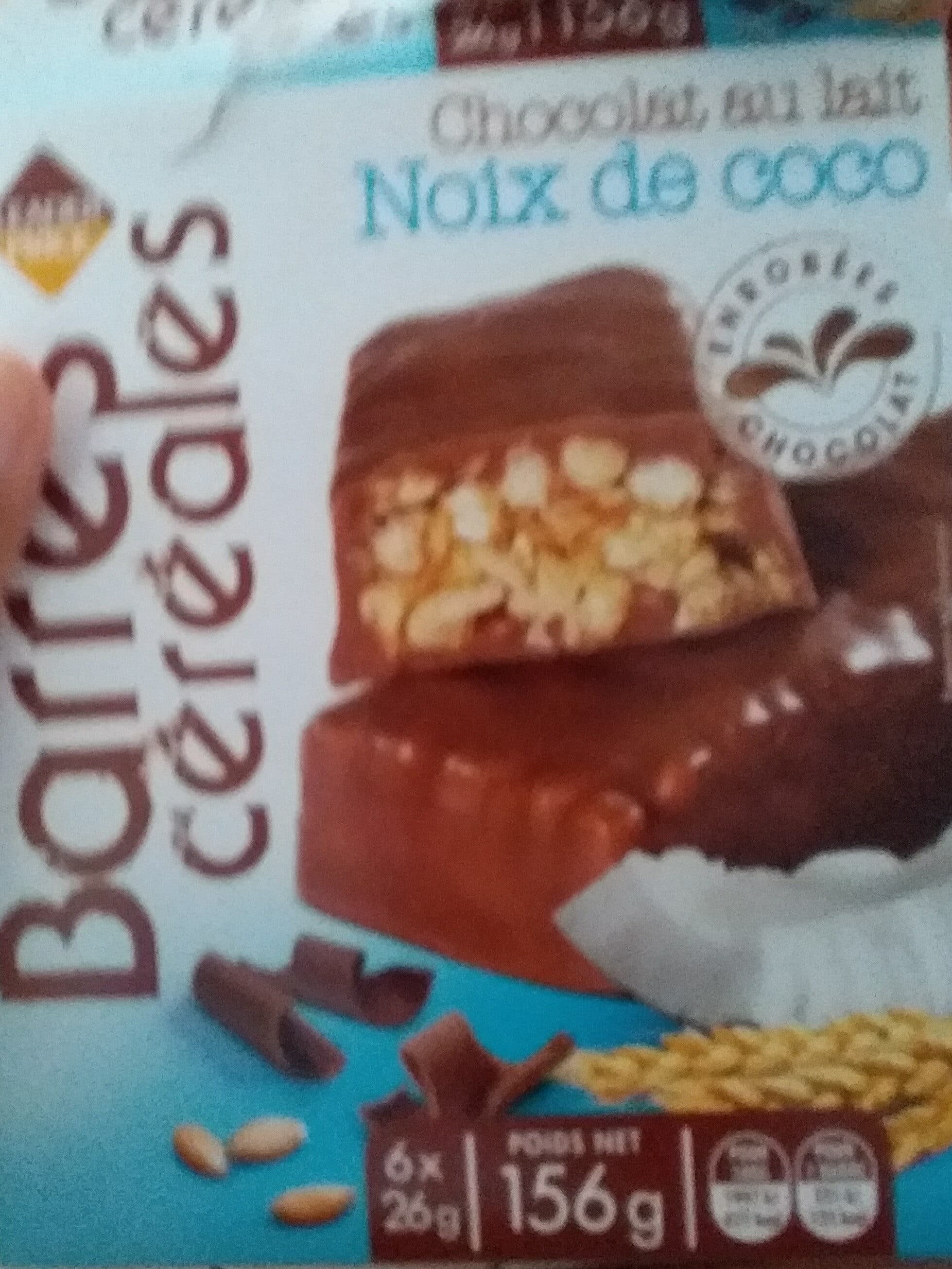 Leader Price Barre céréales Chocolat au lait Noix de coco packshot