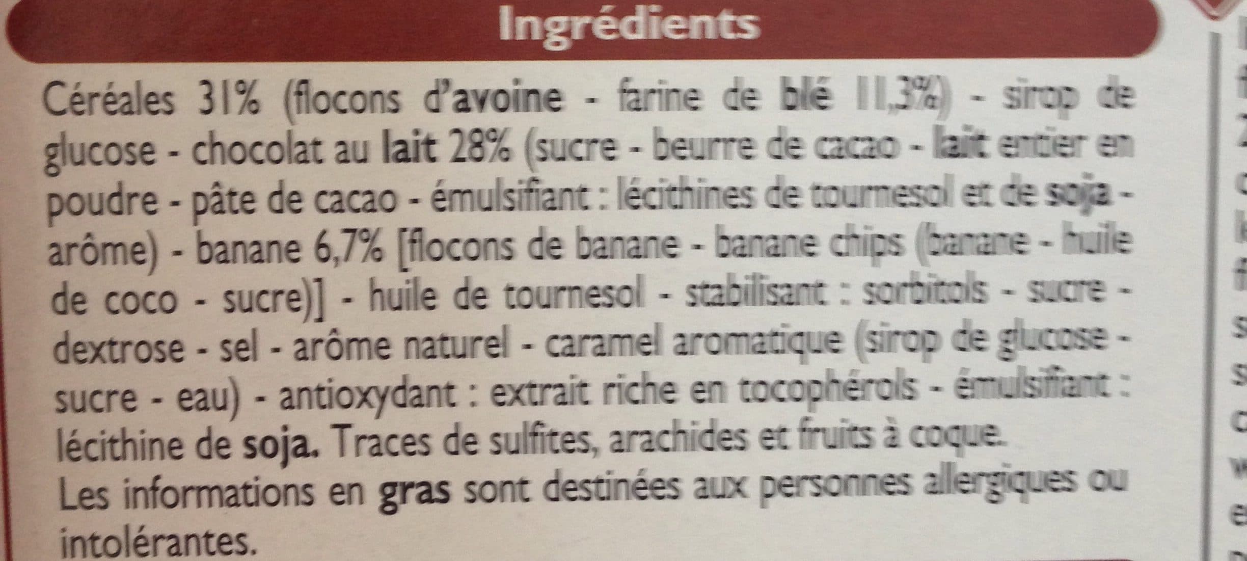 Leader Price Barre de Céréales Chocolat au lait Banane packshot