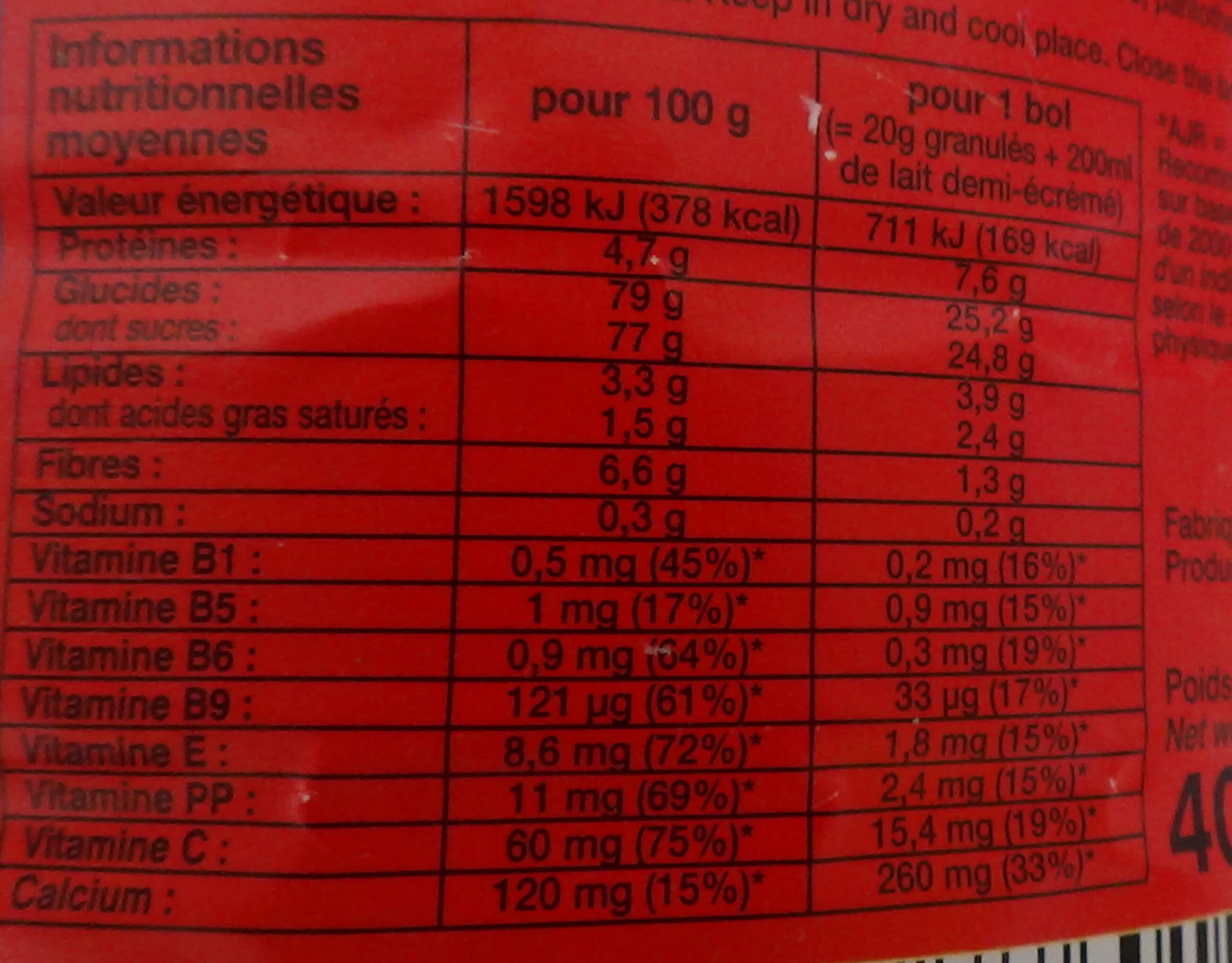 Leader Price Instantané 7 vitamines et calcium chaud ou froid packshot