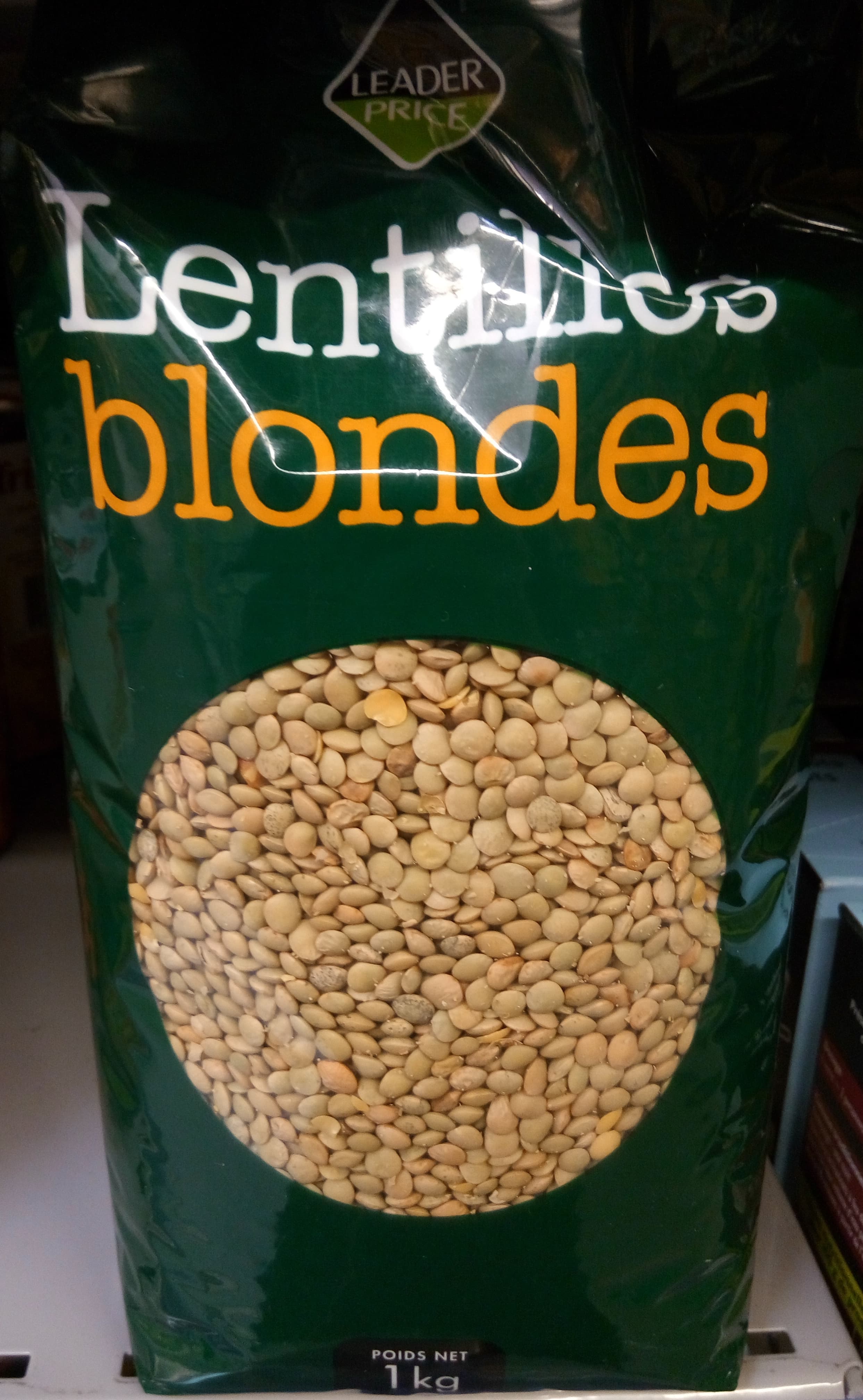 Leader Price Lentilles blondes packshot