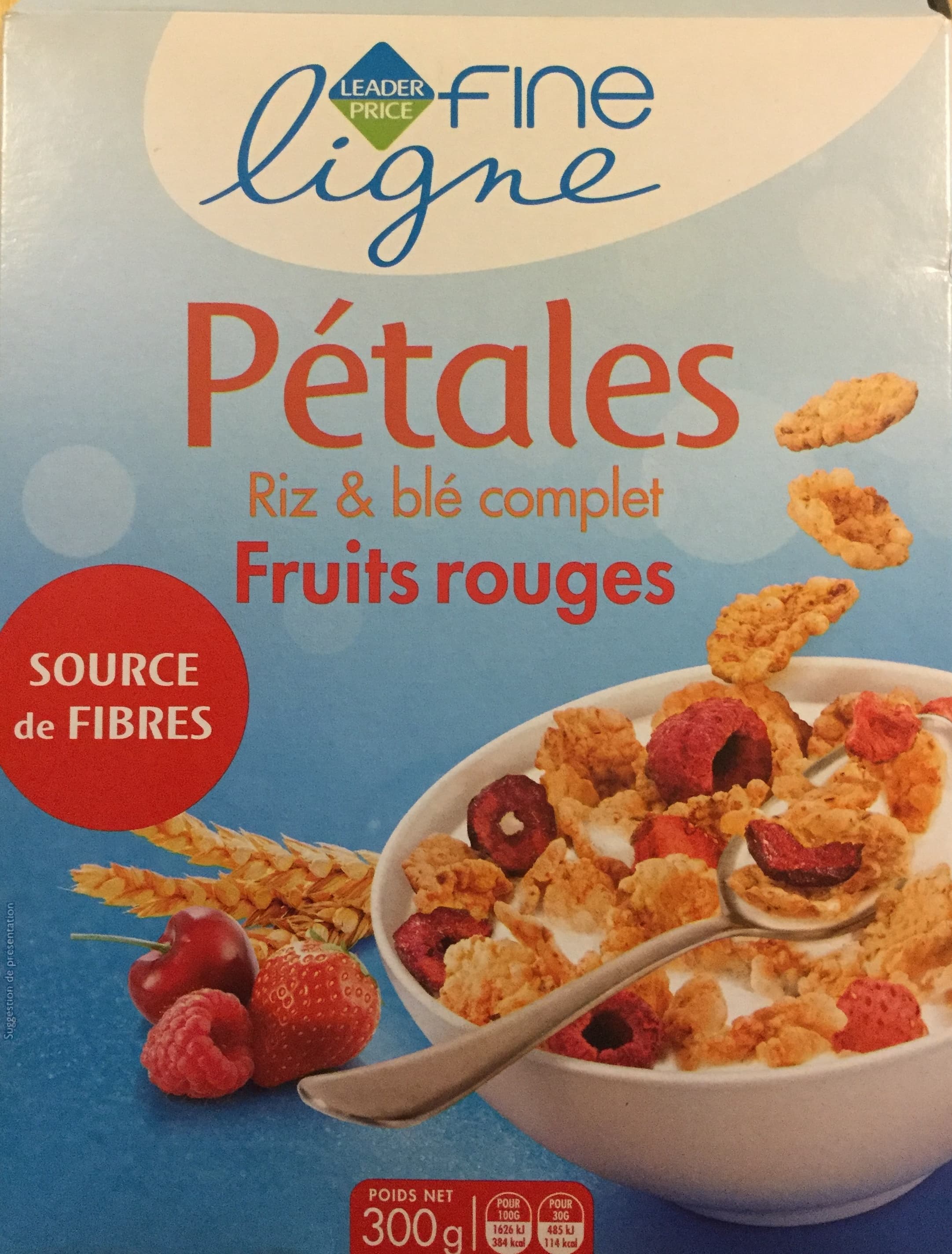 Leader Price Pétales Riz et blé complet - Fruits rouges packshot