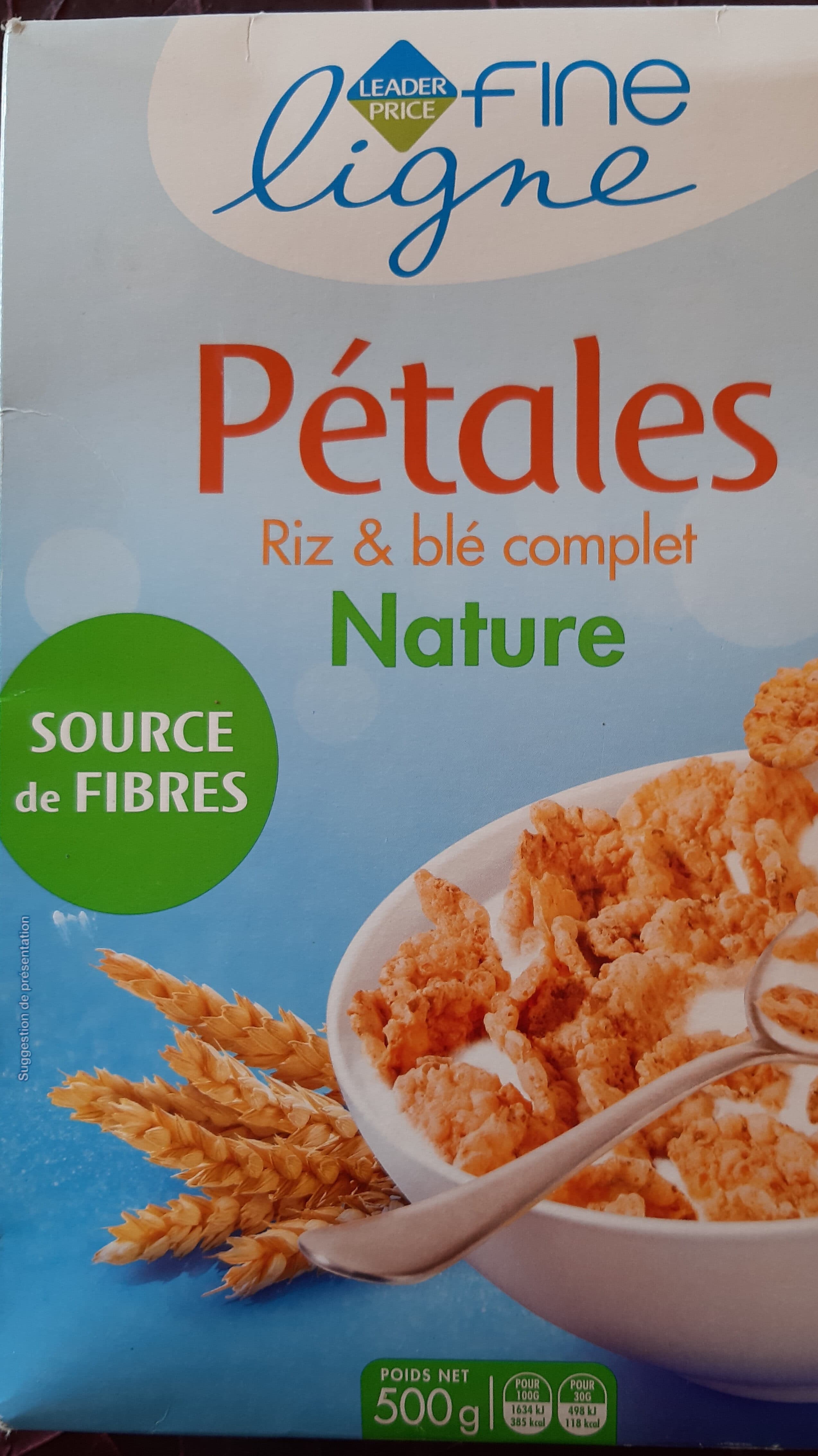 LEADER PRICE FINE LINGE Pétales Riz et blé complet nature packshot