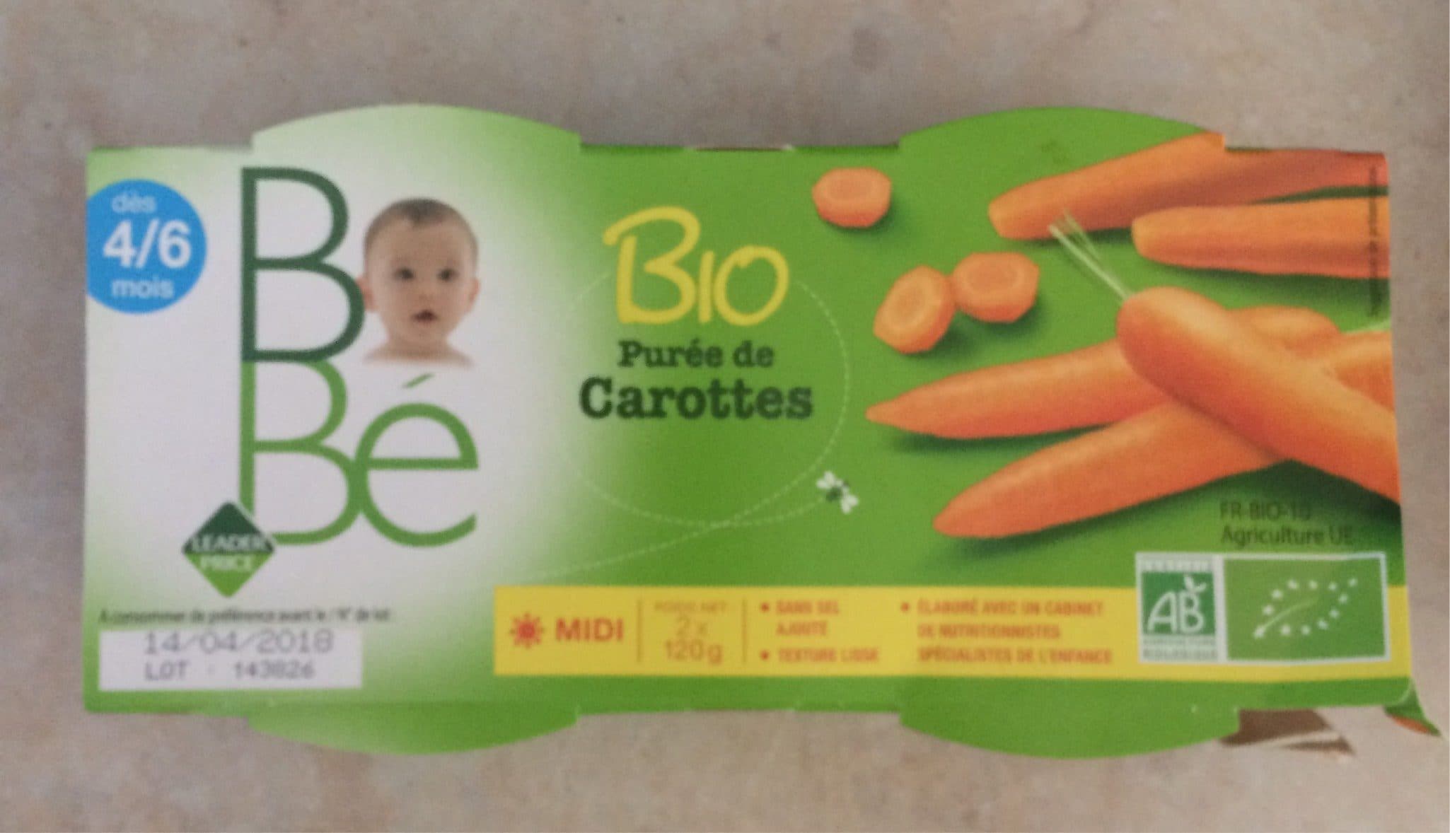 Leader Price Purée de carottes bebe packshot