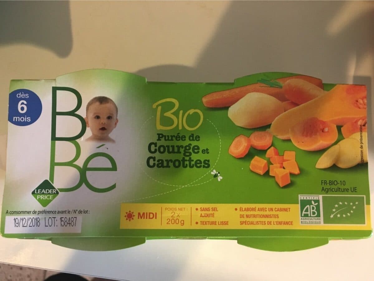 Leader Price Puree de courge et carottes packshot