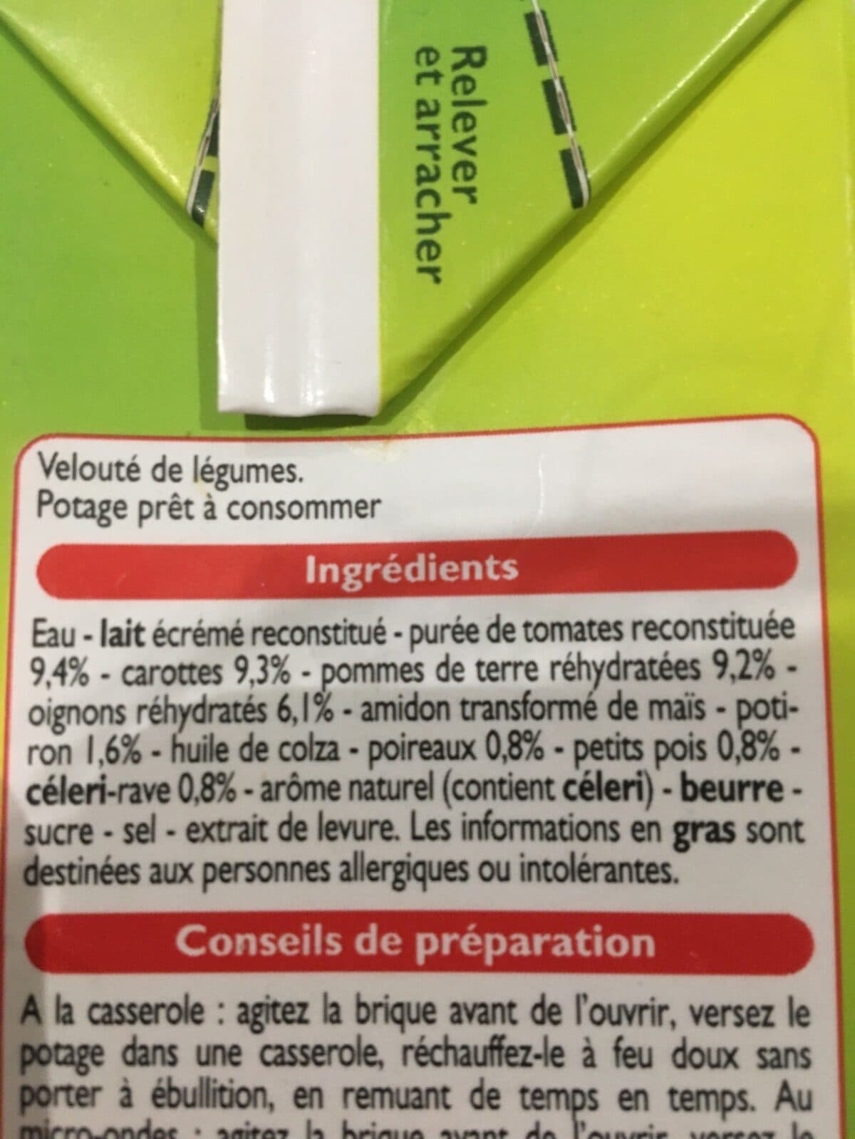 Leader Price Soupe les veloutes légumes potagers packshot