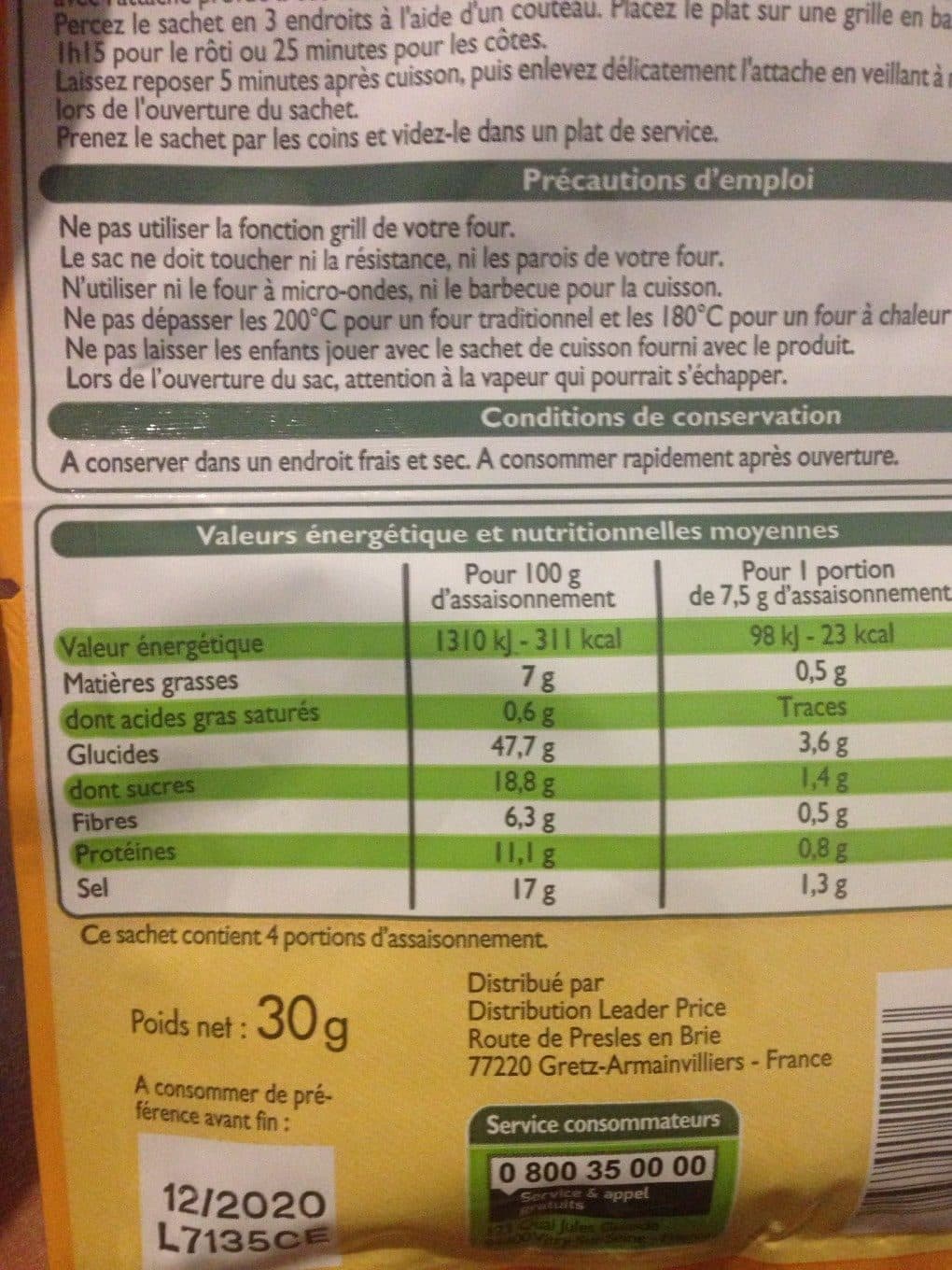 Leader Price Sachet cuisson rôti au four packshot