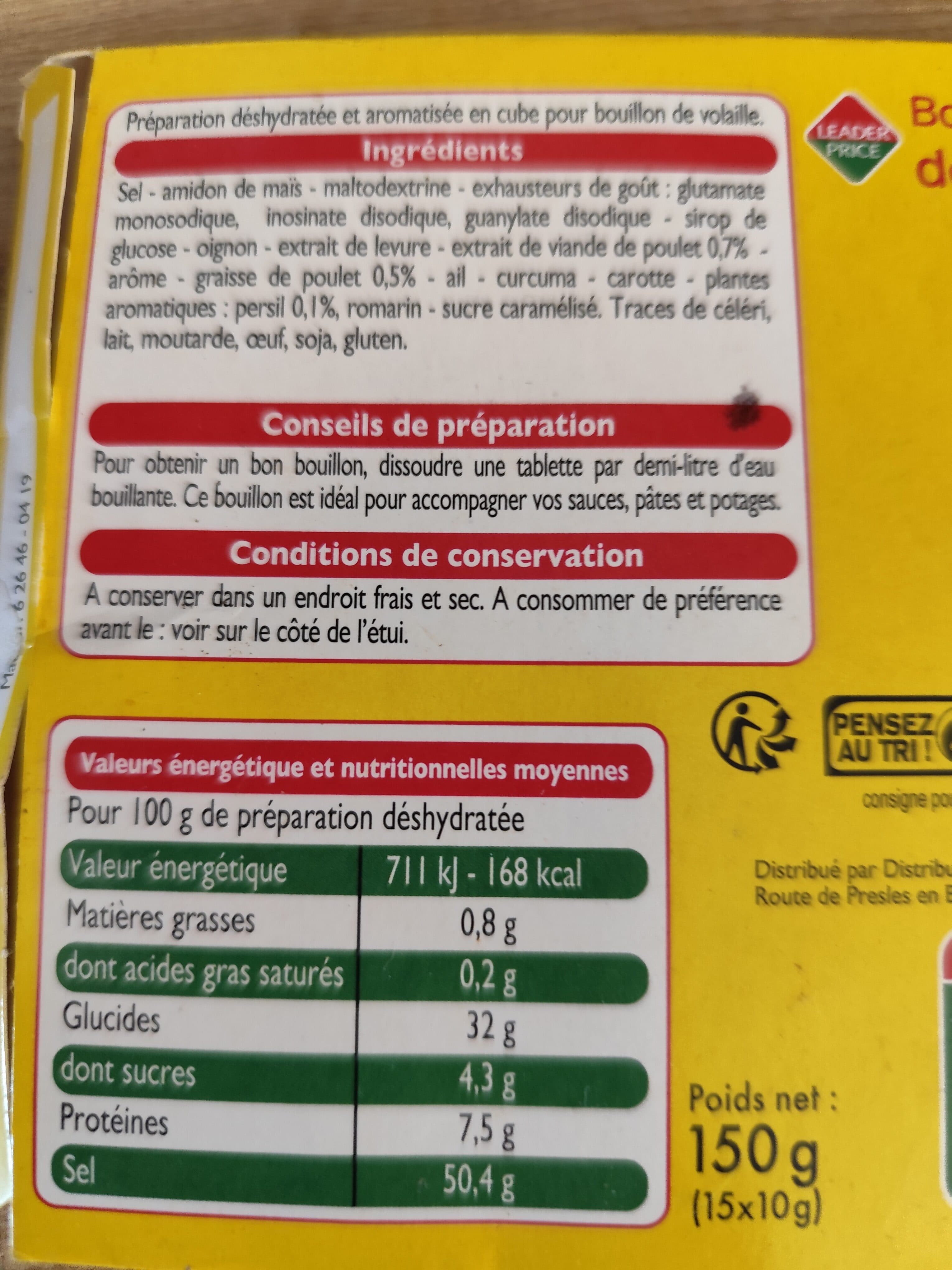 Leader Price Bouillon de volaille packshot