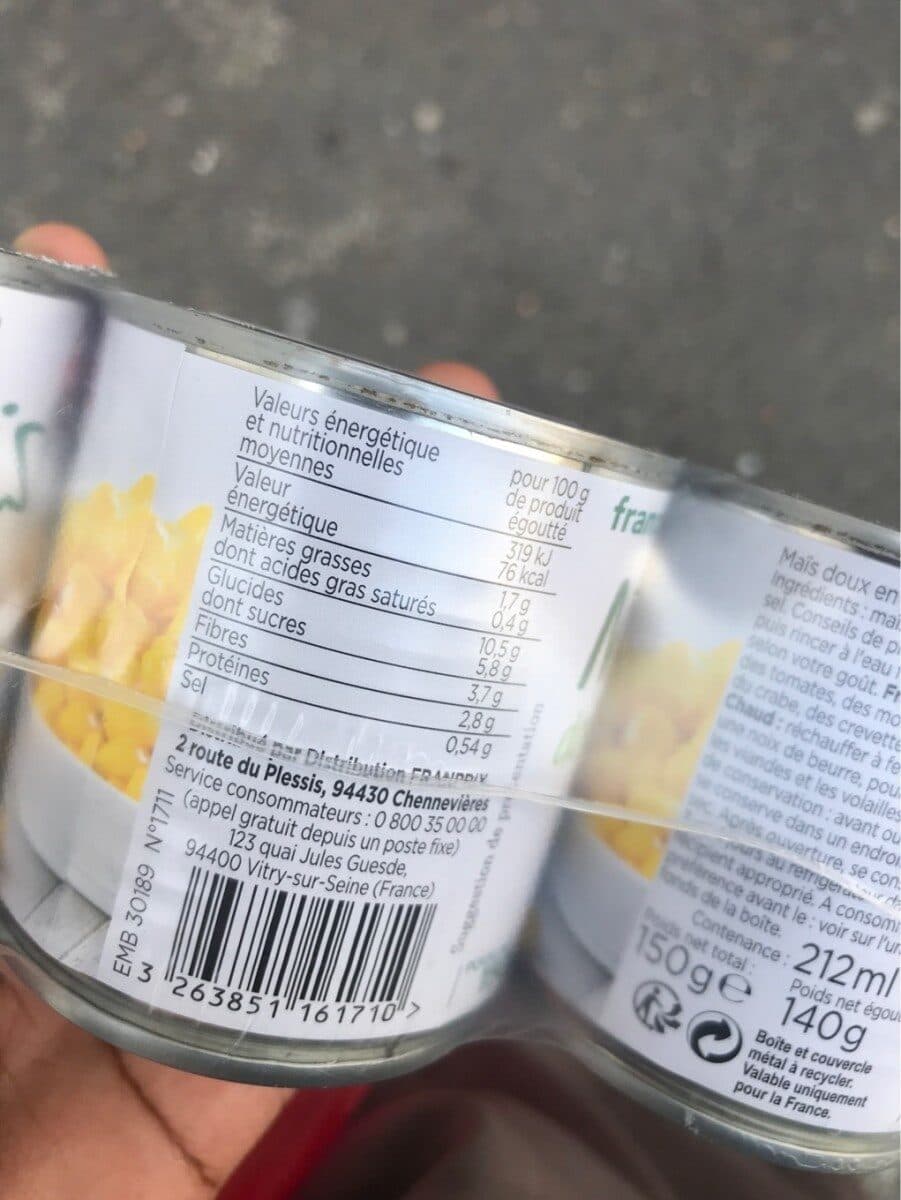 franprix mais doux croquant origine France packshot