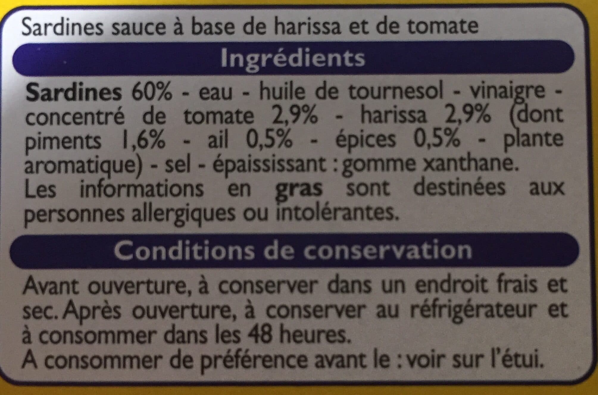 Leader Price Sardines a la sauce harissa packshot