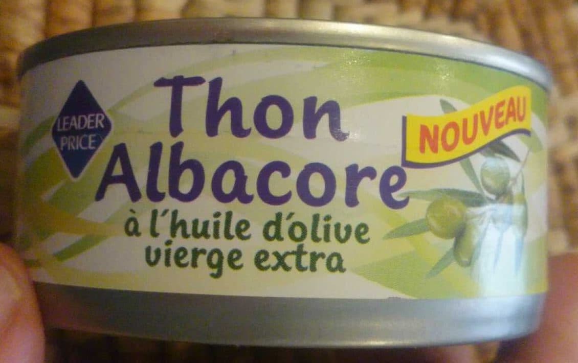 Leader Price Thon Albarore à l'huile d'olive vierge extra packshot