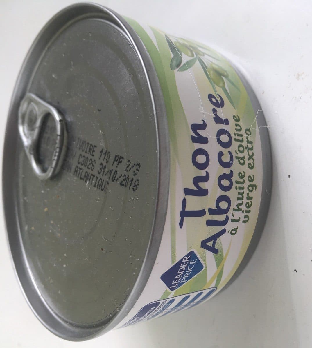 Leader Price Thon Albarore à l'huile d'olive vierge extra packshot
