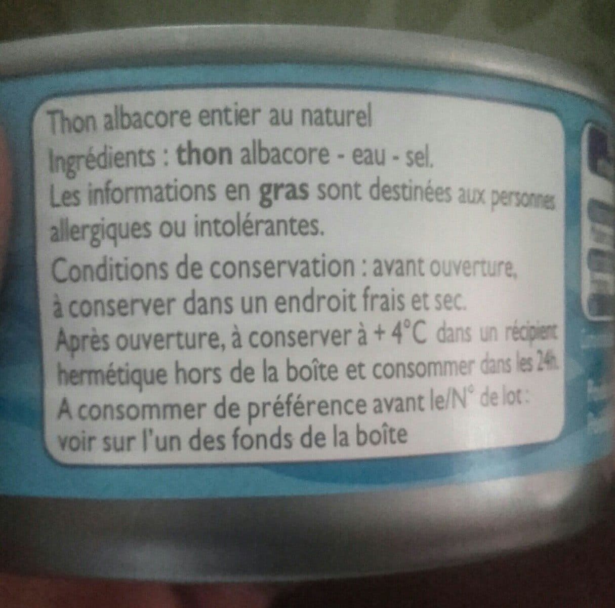 Leader Price Thon albacore au naturel packshot