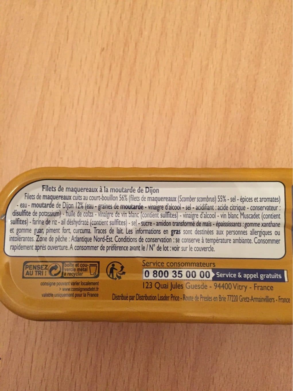 Leader Price Filets de Maquereaux (à la Moutarde de Dijon) packshot