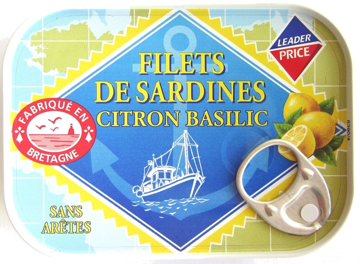 Leader Price Filets de Sardines (Citron Basilic) packshot