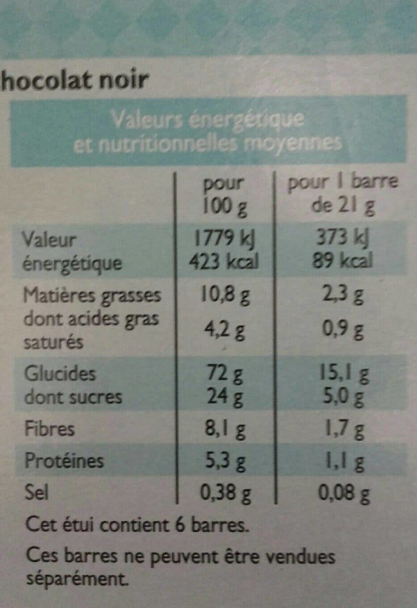 Leader Price Barre céréales chocolat noir packshot