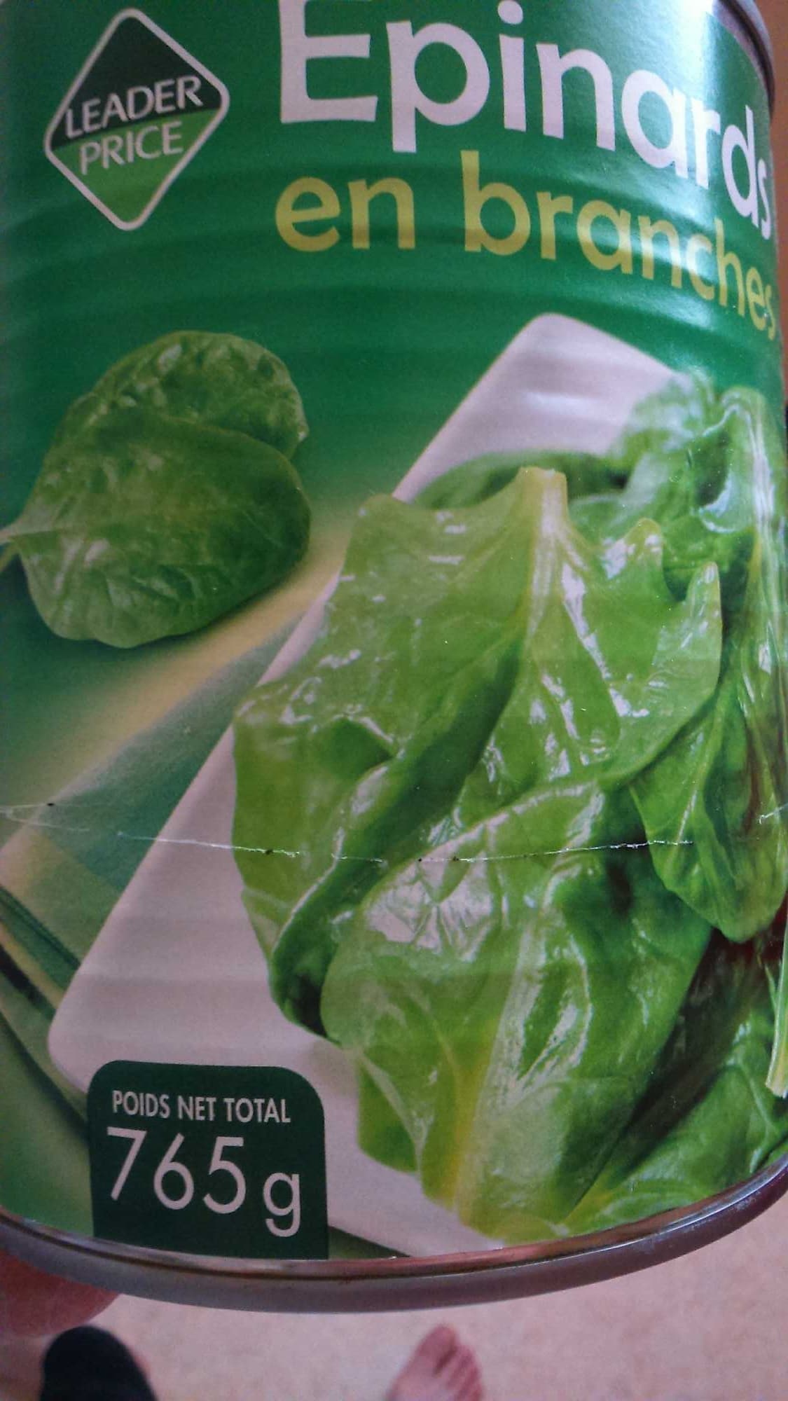 Leader Price épinards en branches packshot