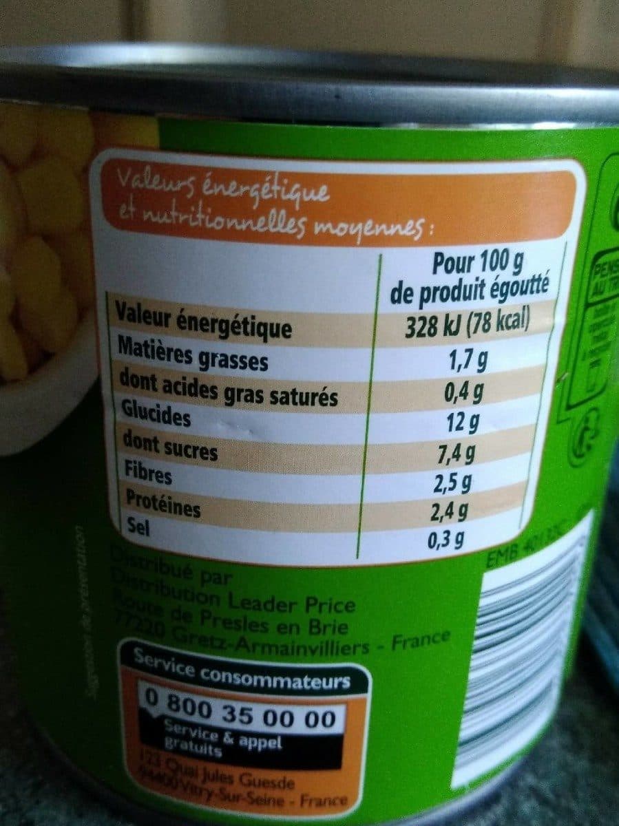 Leader Price Maïs doux en grain sous vide bio packshot