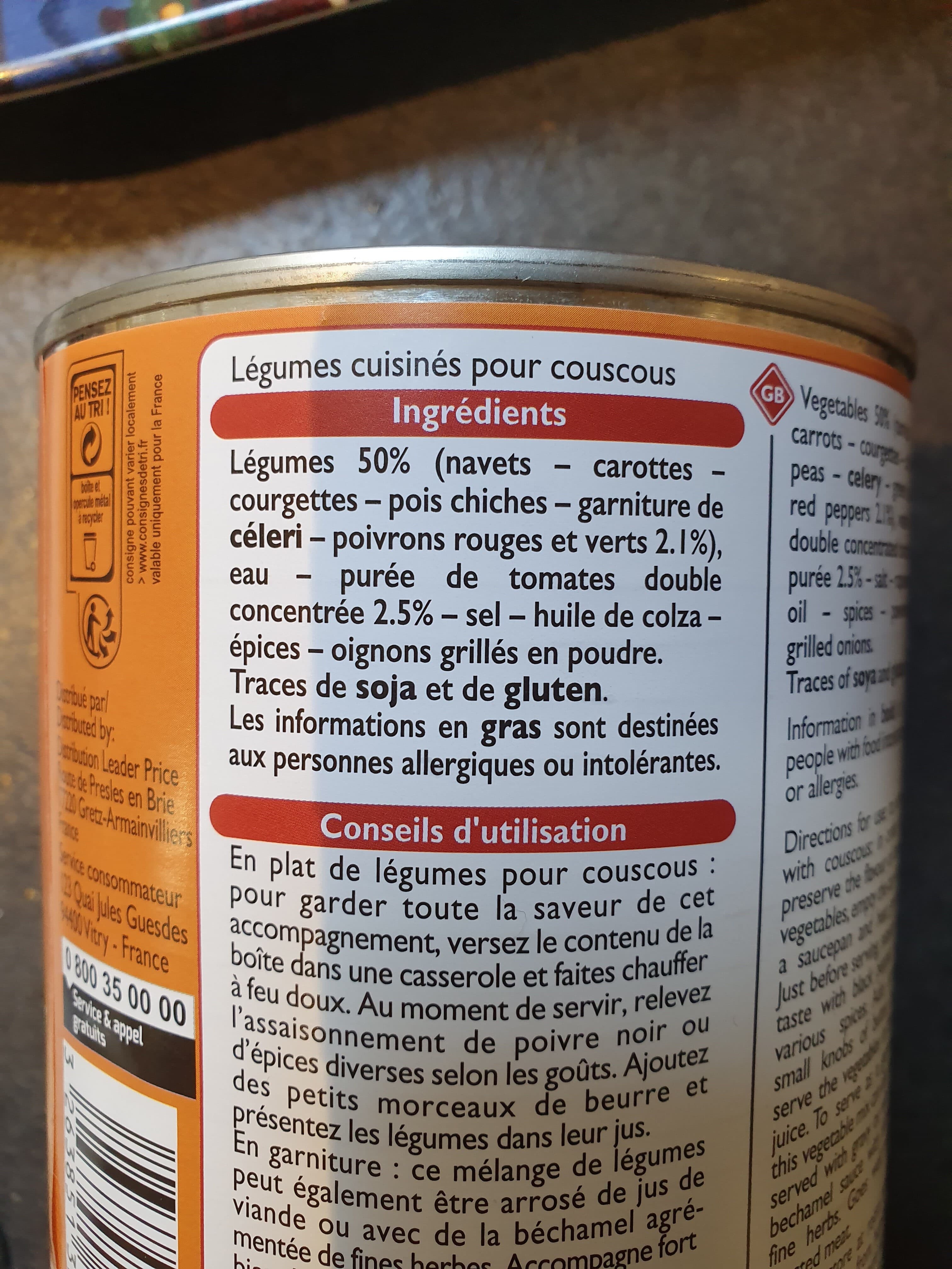 Leader Price Légumes pour couscous packshot