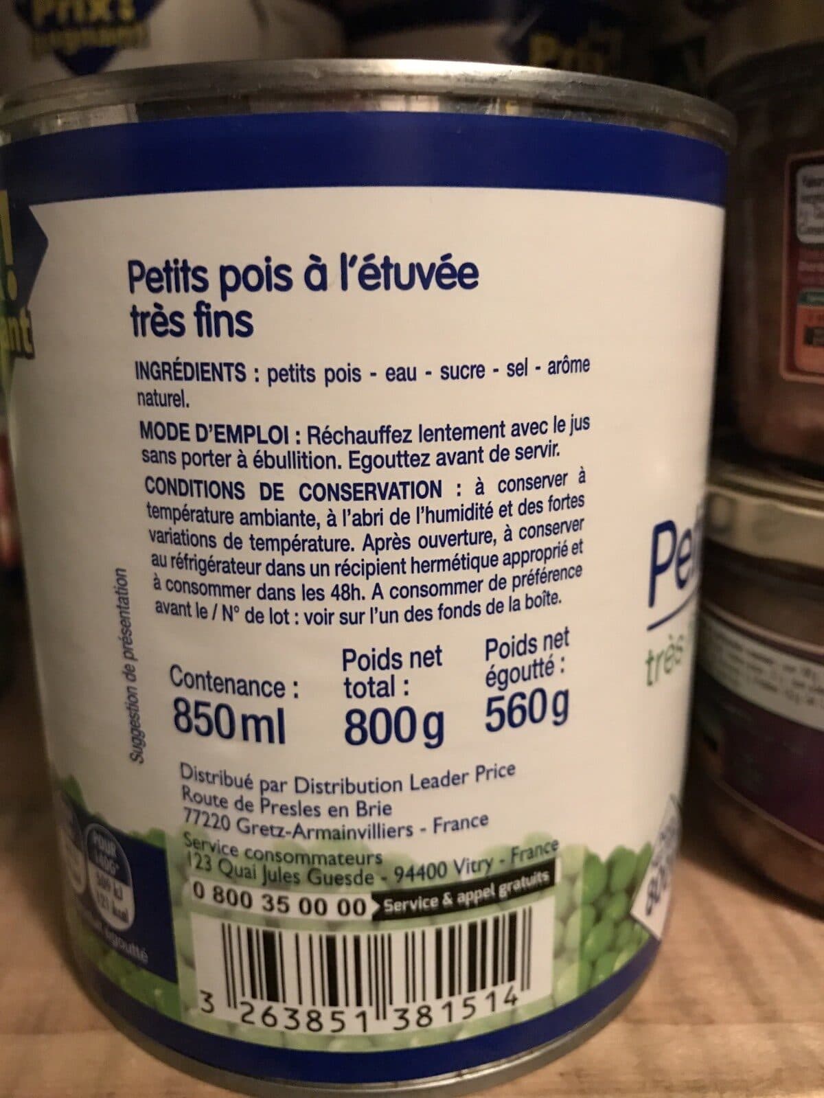 Le prix gagnant Petits Pois Très Fin à L'étuvée packshot