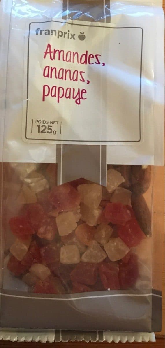 Franprix Amandes, ananas, papaye (fruits secs) packshot