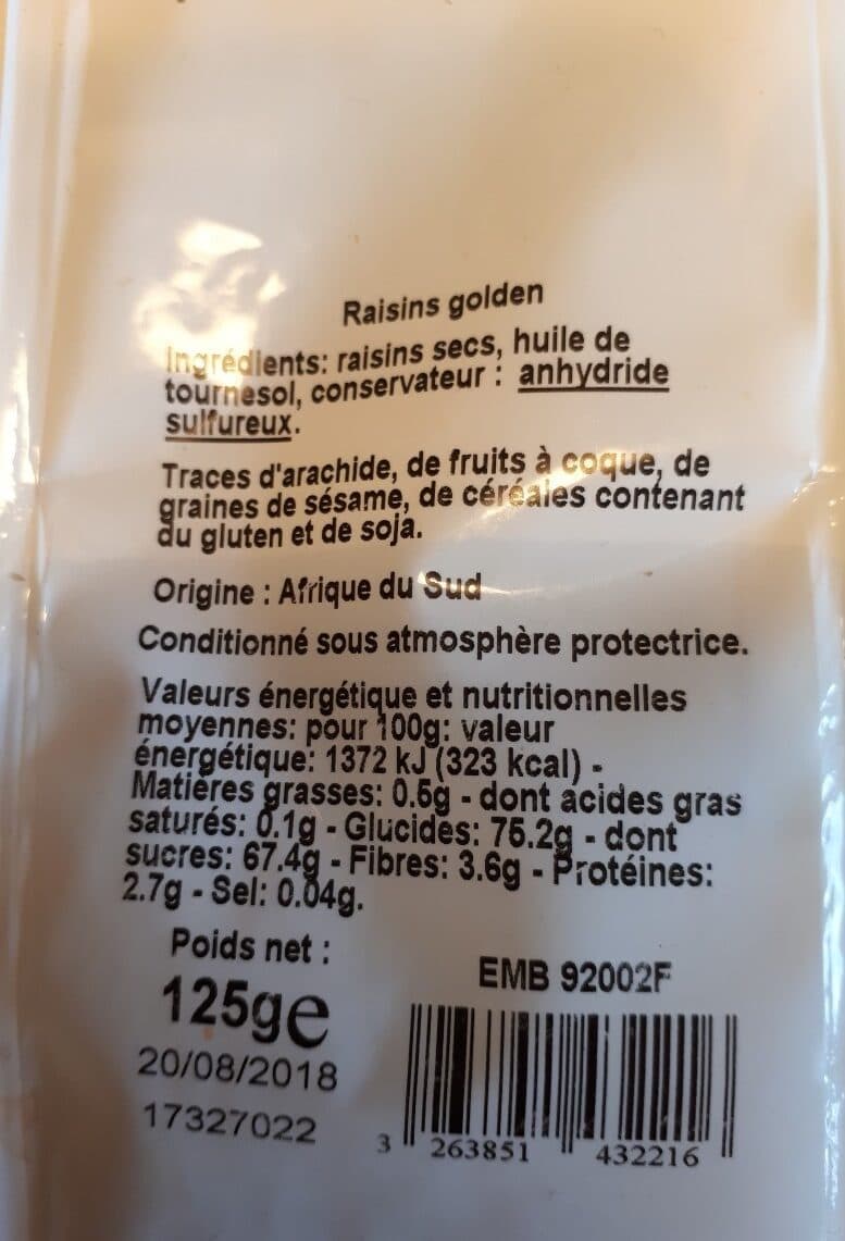 Franprix Raisins Golden packshot