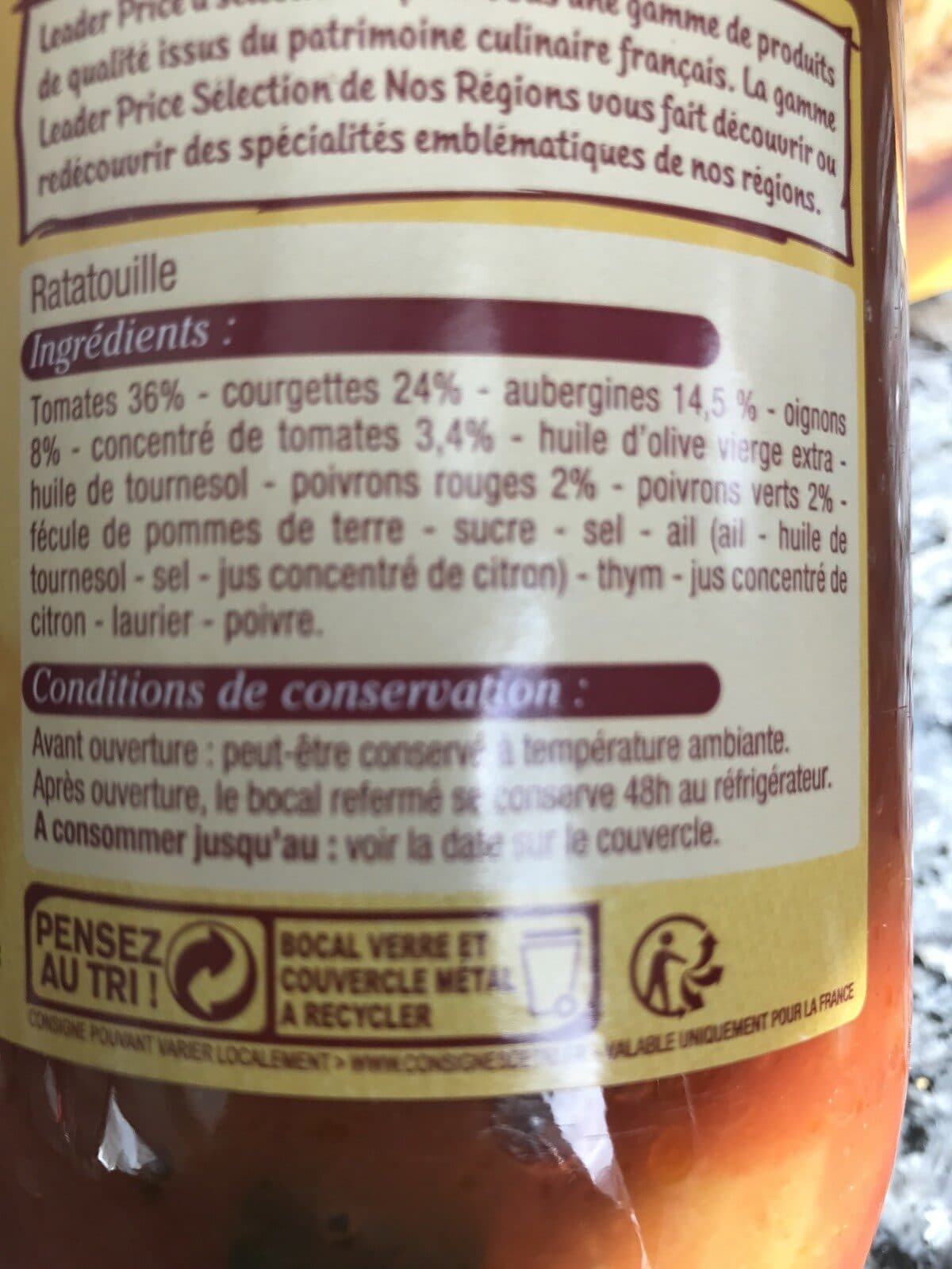 Selection de nos regions Ratatouille a la provençale packshot