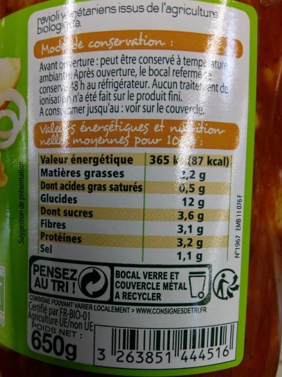 Leader Price Raviolis végétariens bio packshot