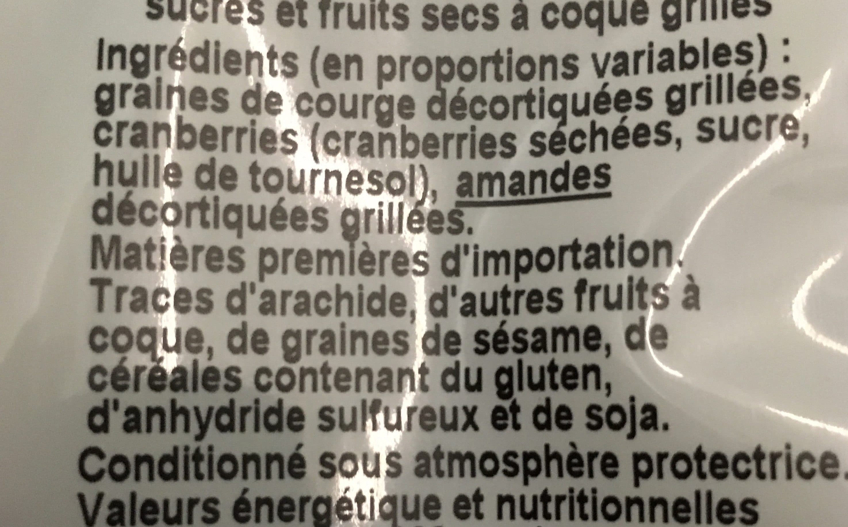 Franprix Graines de courge, cranberries, amades packshot