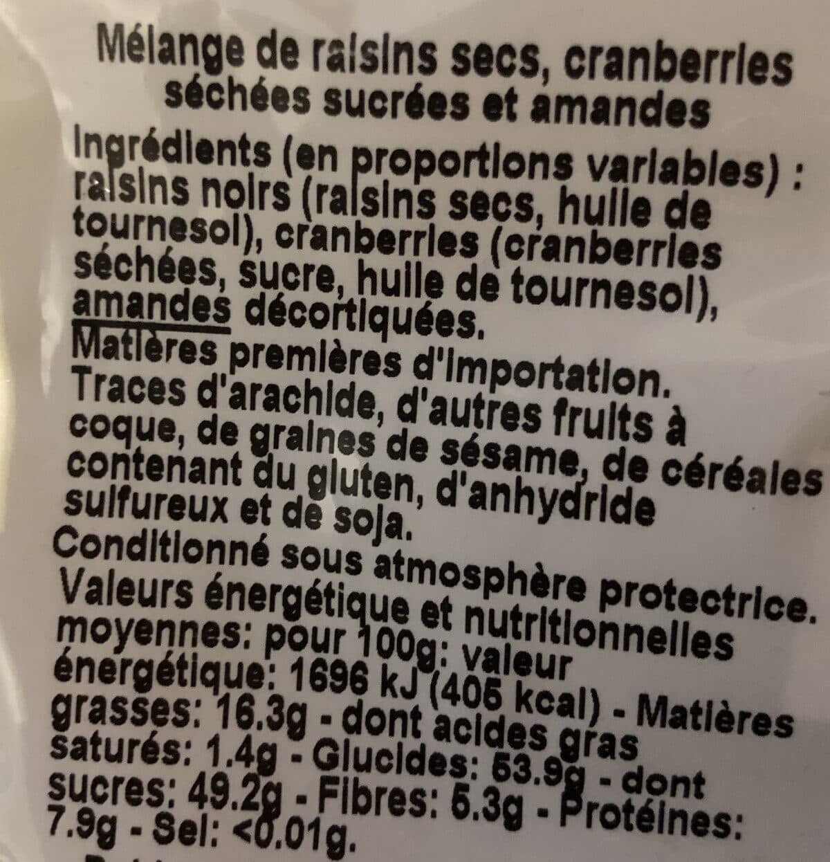 franprix Raisons, cranberries, amandes packshot