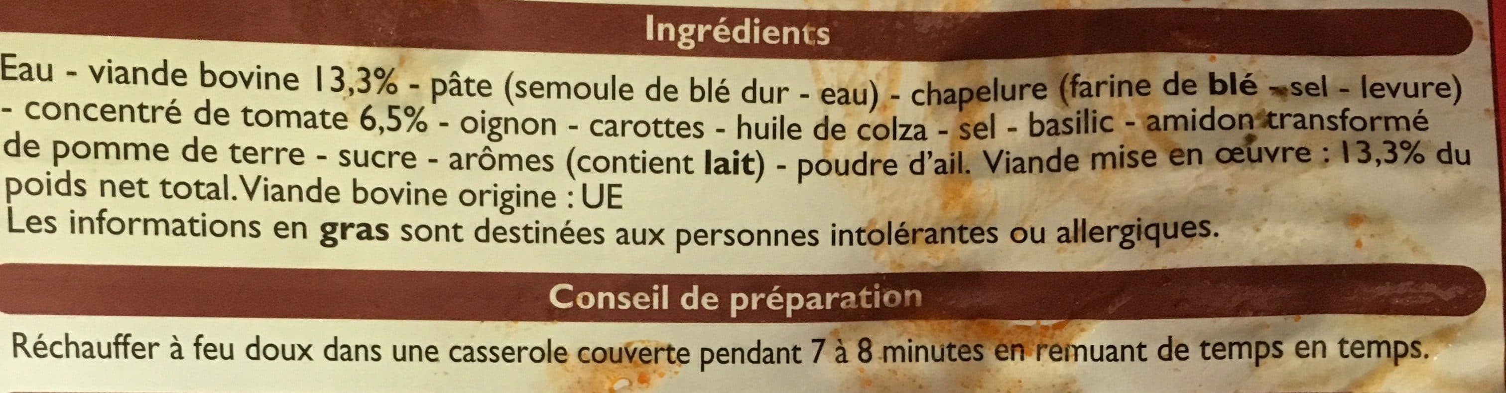 Leader Price Cannelloni pur boeuf packshot