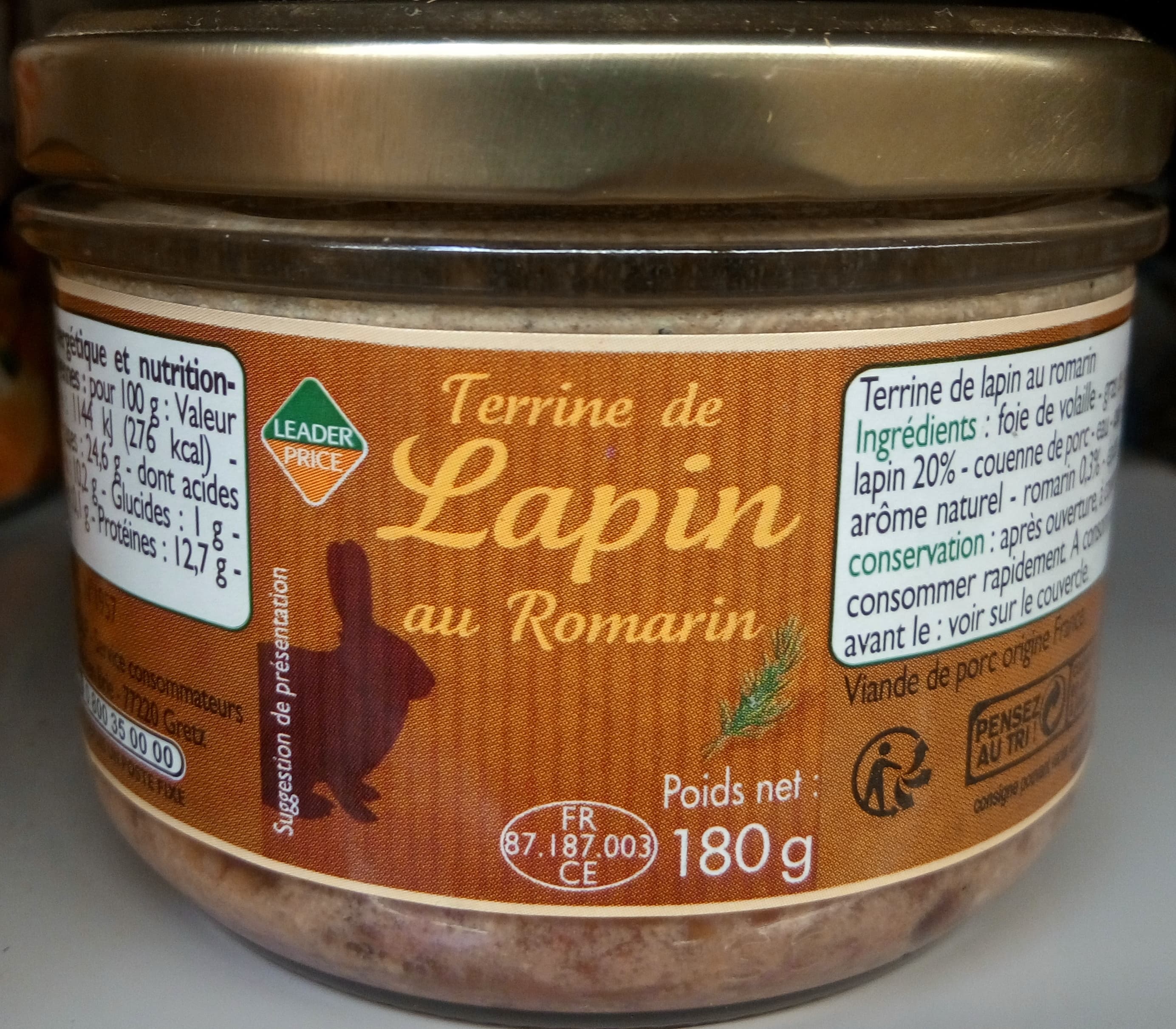 Leader Price Terrine de lapin au romarin packshot