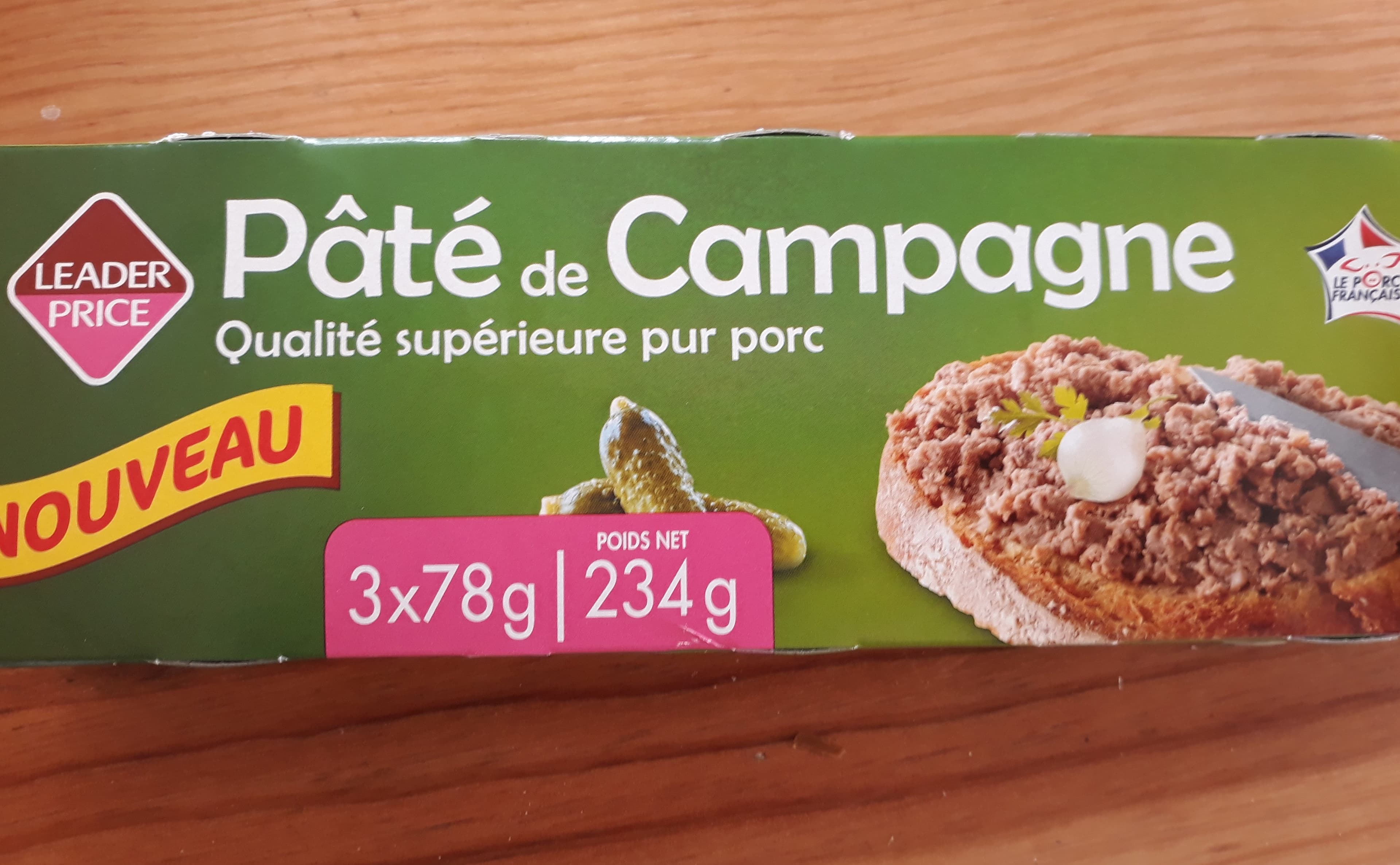 Leader Price Paté de campagne pur porc packshot