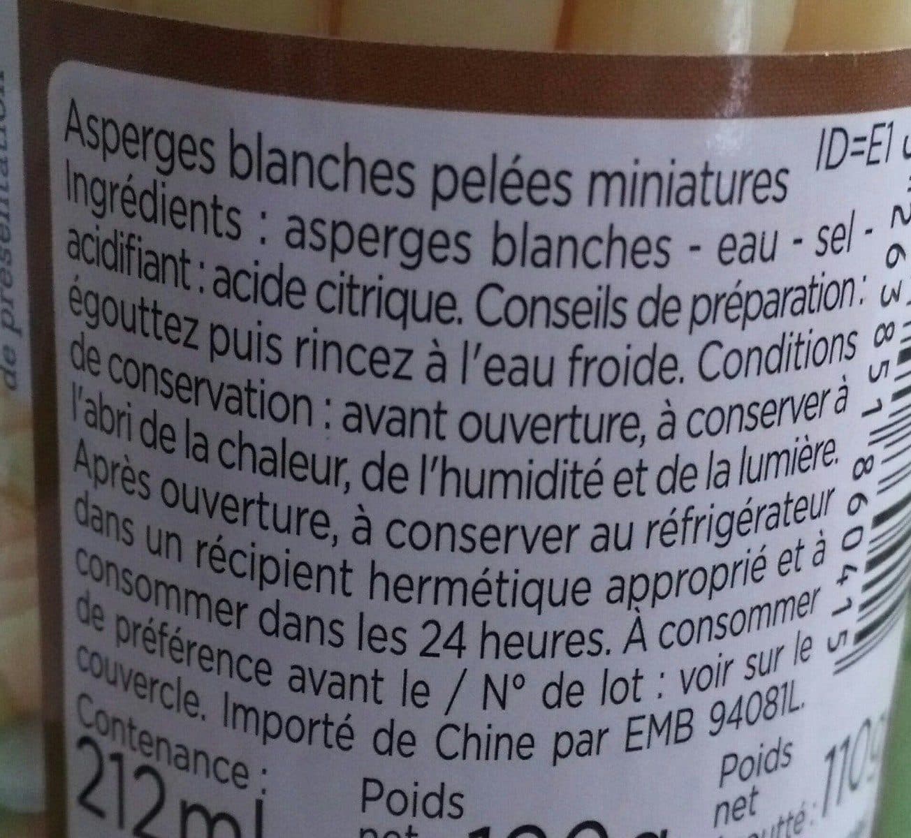 Franprix Asperges blanches miniatures packshot