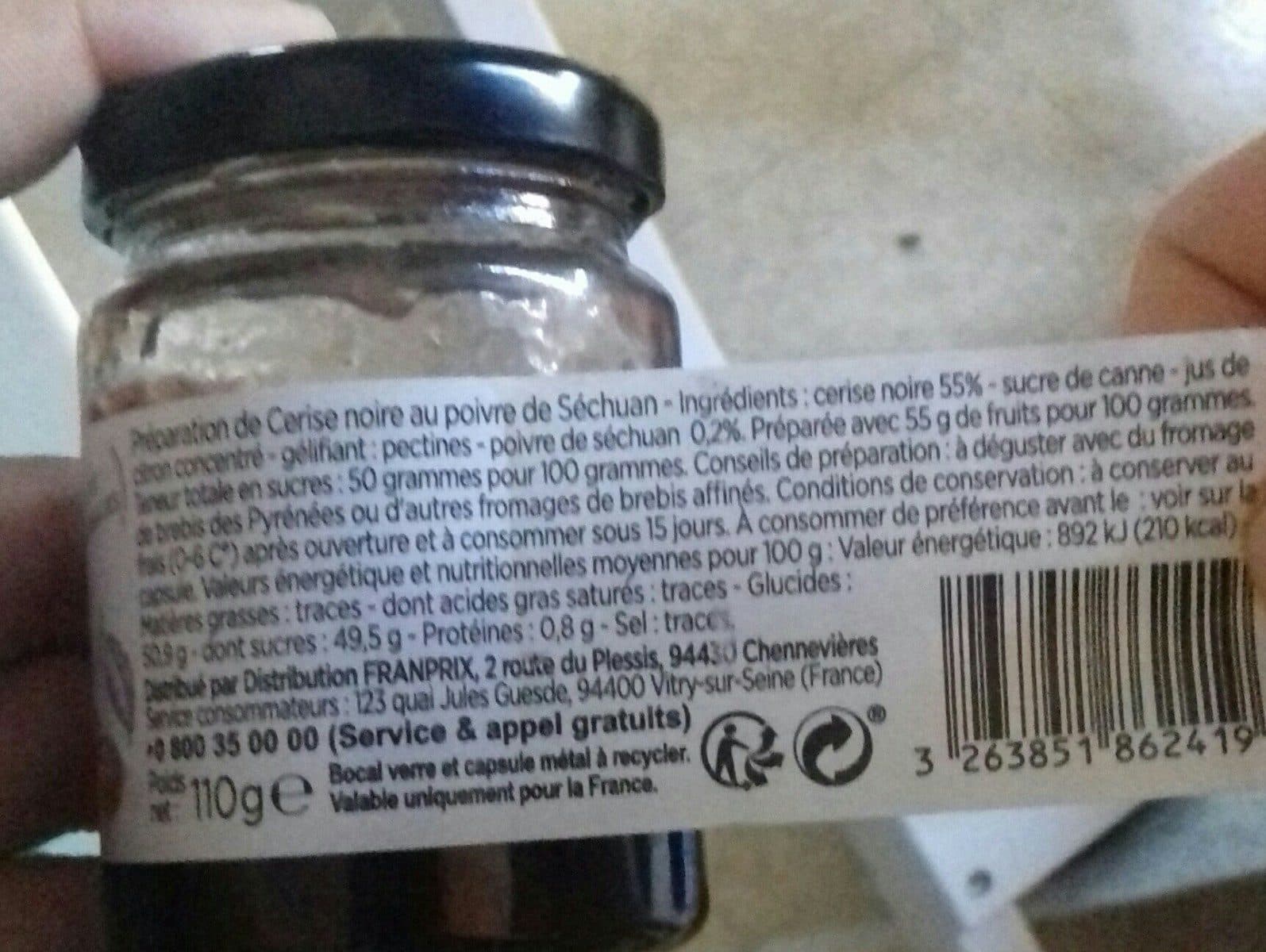 Franprix Cerise noire poivre de séchuan packshot