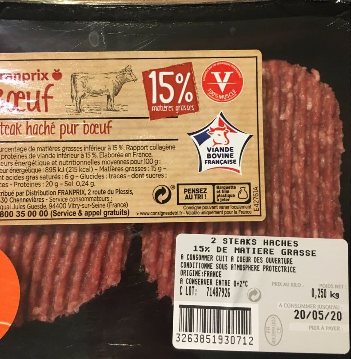 Franprix Steak haché 15% packshot