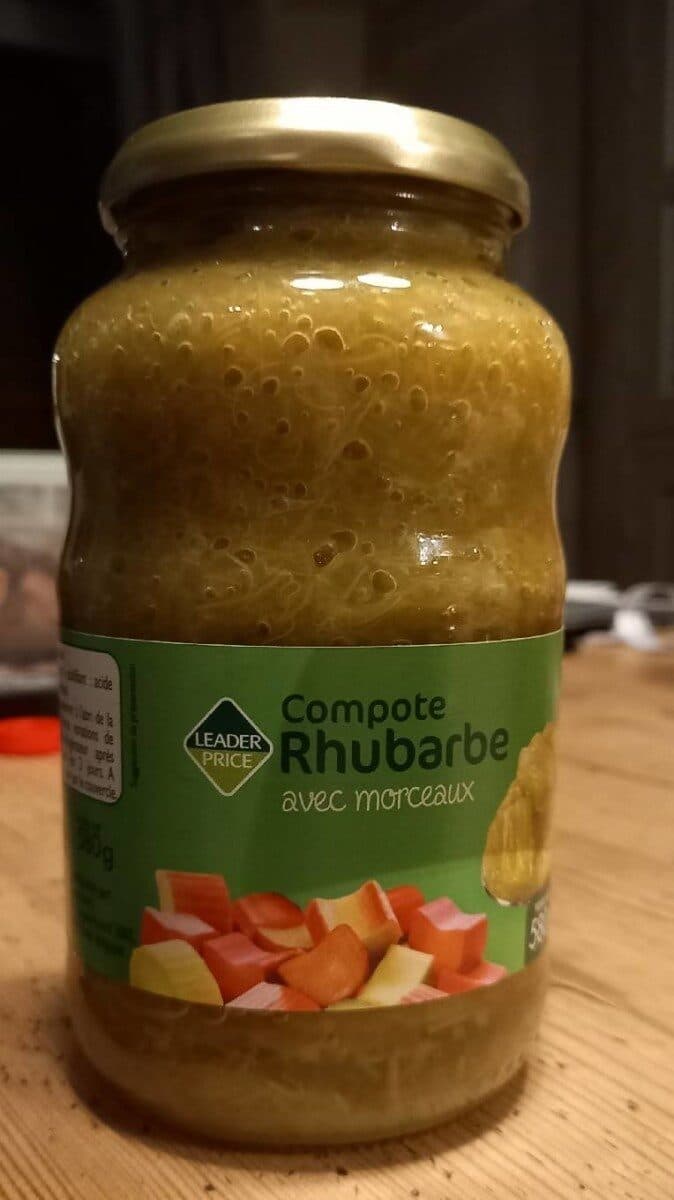 Leader Price Compote rhubarbe avec morceaux packshot