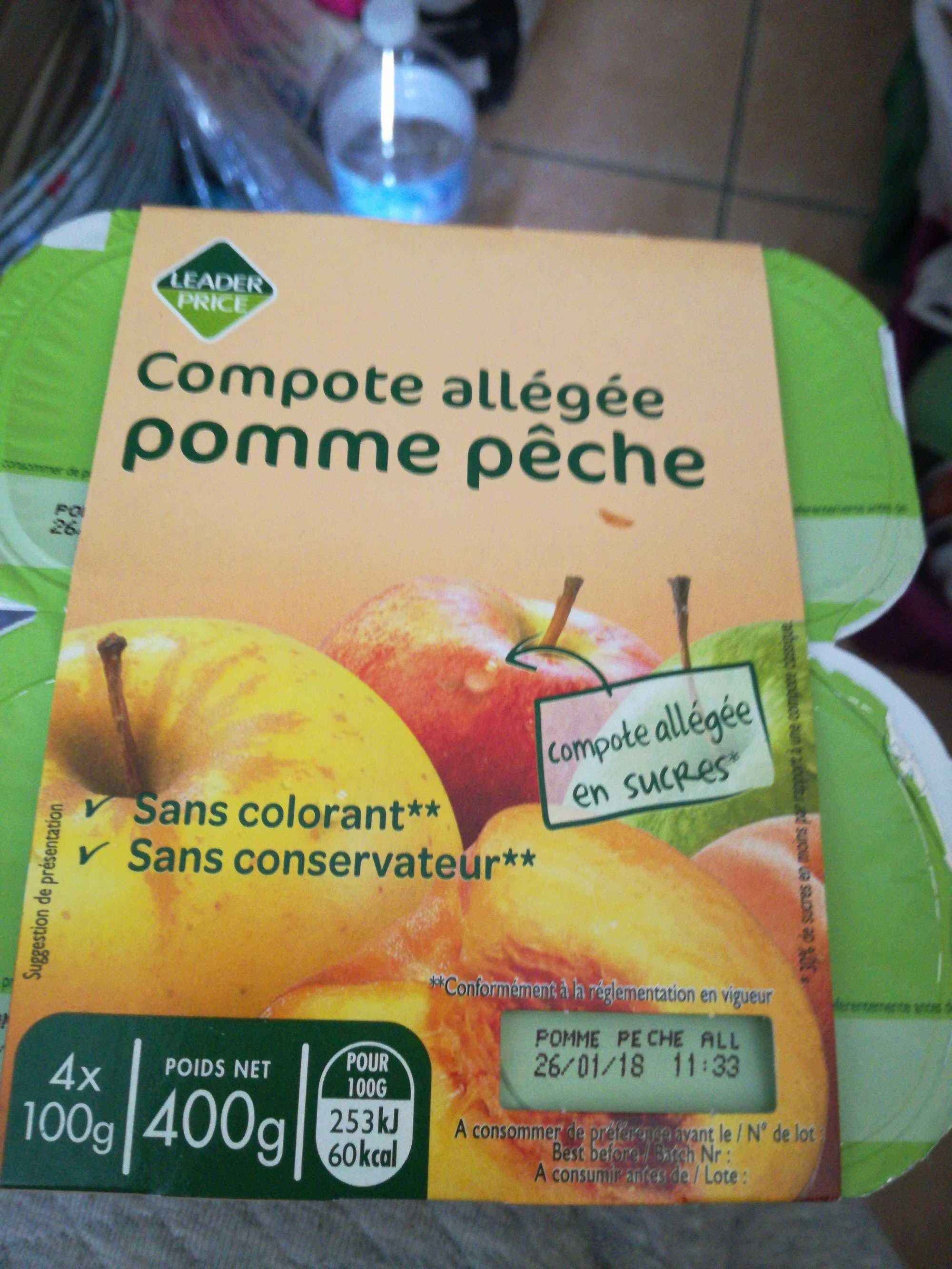 Leader Price Compote pomme pêche allégée packshot