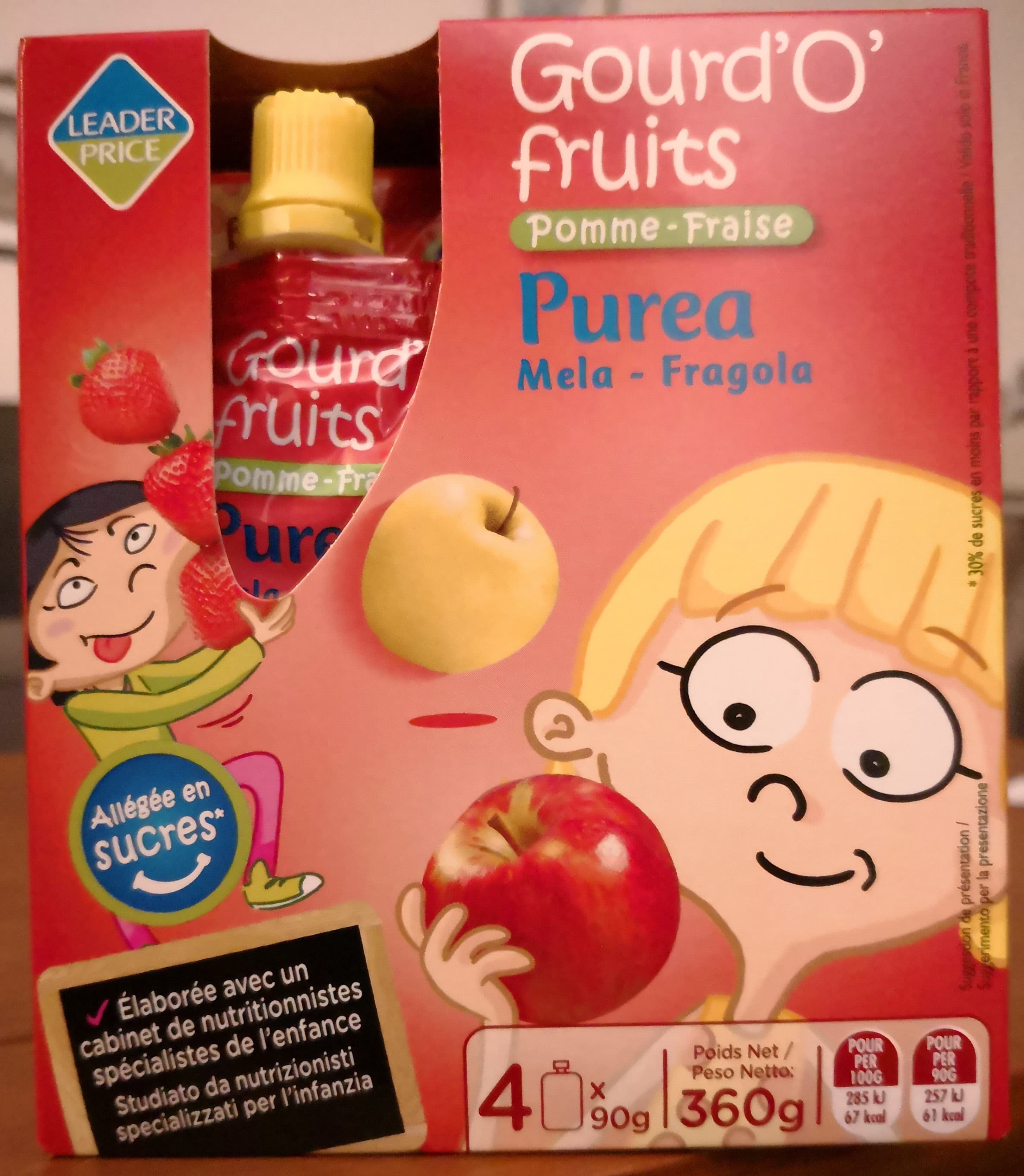 Leader Price Compote Gourde Pomme-fraise, 4x90g packshot