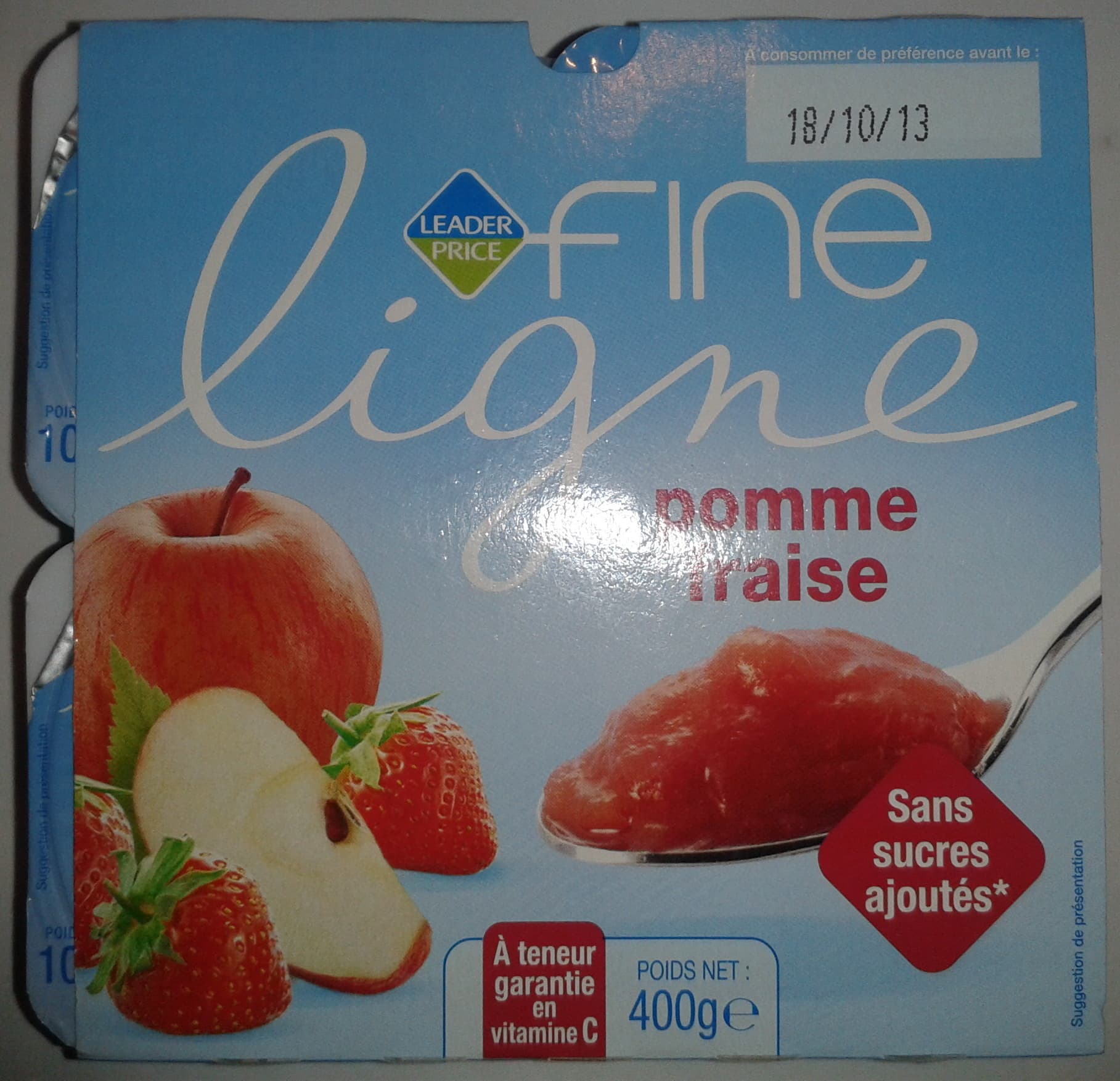 Leader Price Fine ligne pomme fraise 400 g packshot