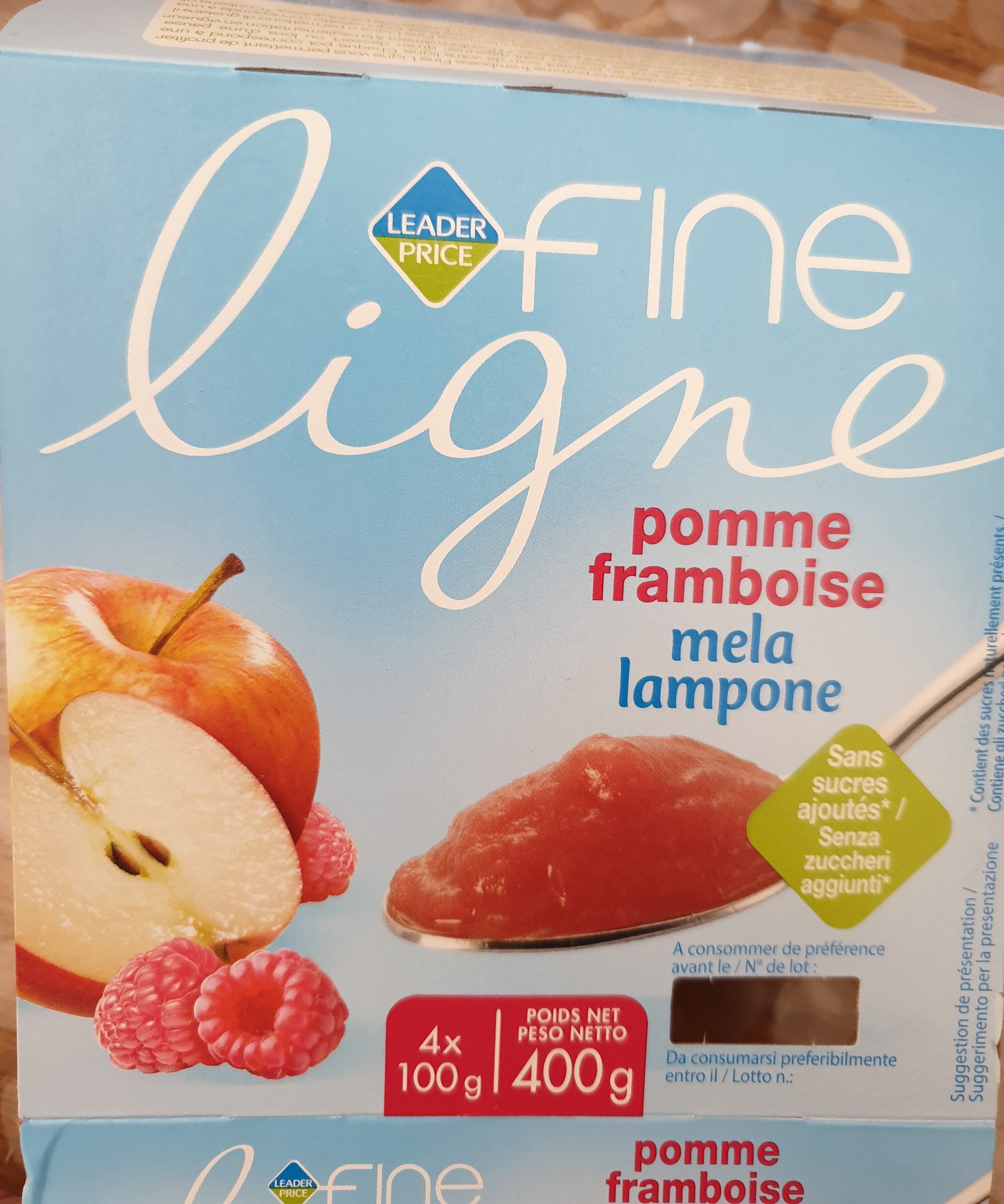 LEADER PRICE FINE LIGNE Compote pomme framboise packshot