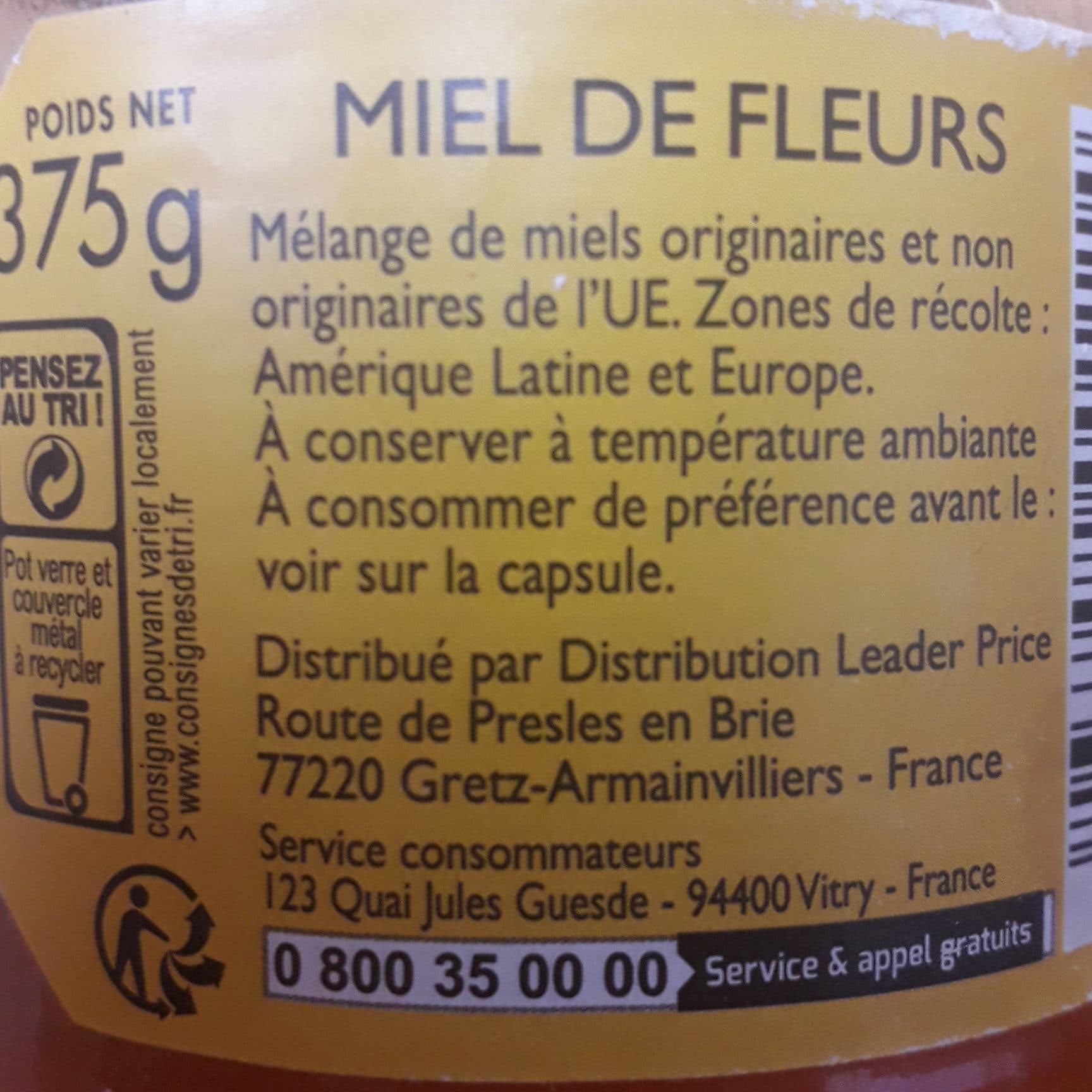 Leader Price Miel de fleurs packshot