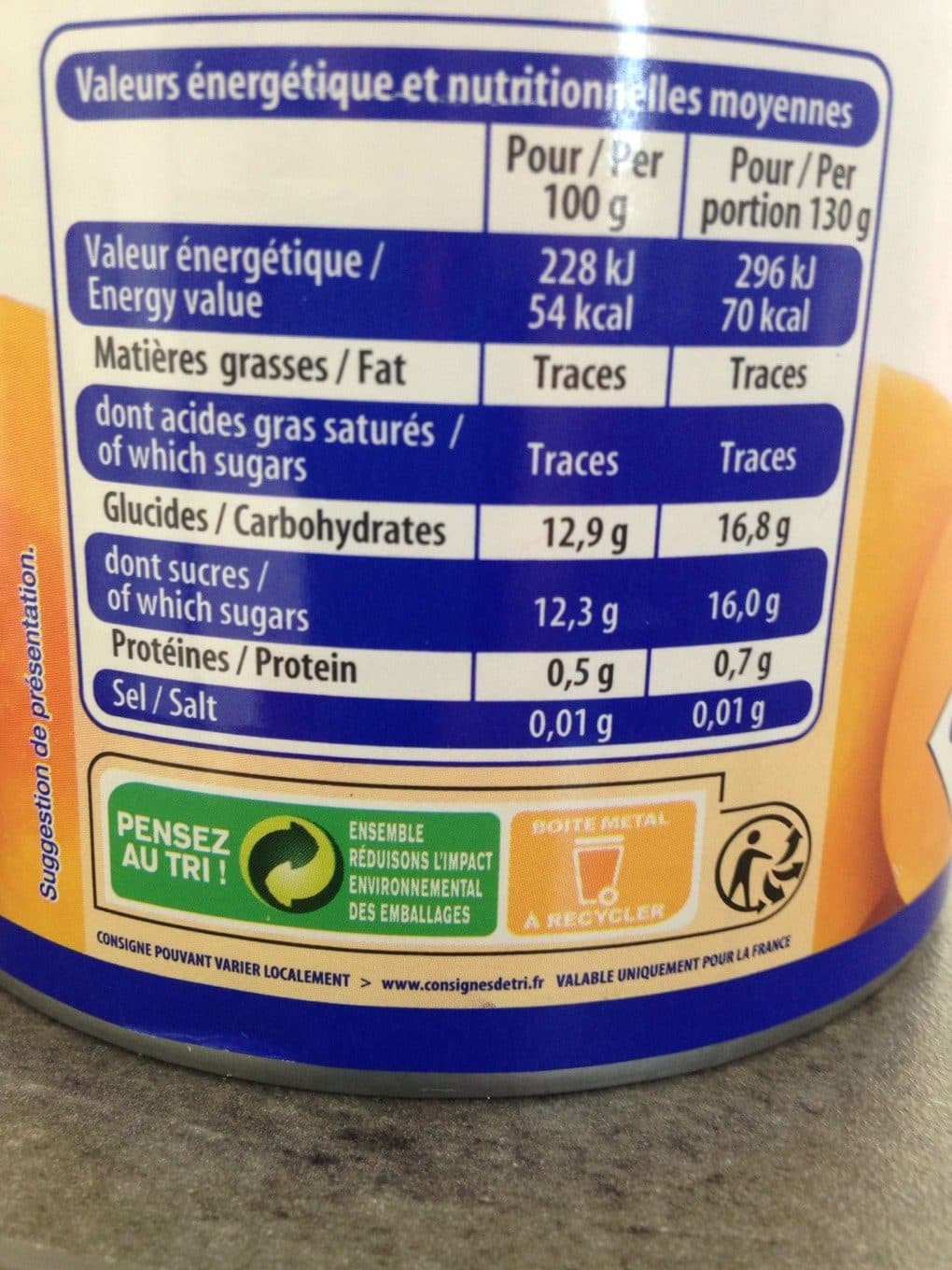 Le Prix Gagnan Pêches (Solides et Liquides, Pack Sirop Léger, en Conserve) packshot