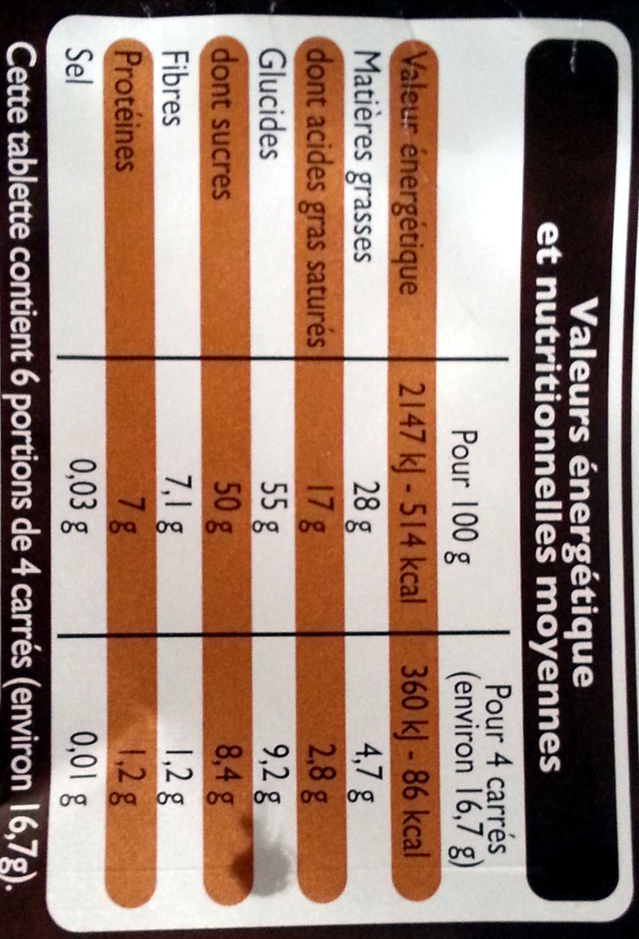 Leader Price Chocolat noir 50% de Cacao packshot