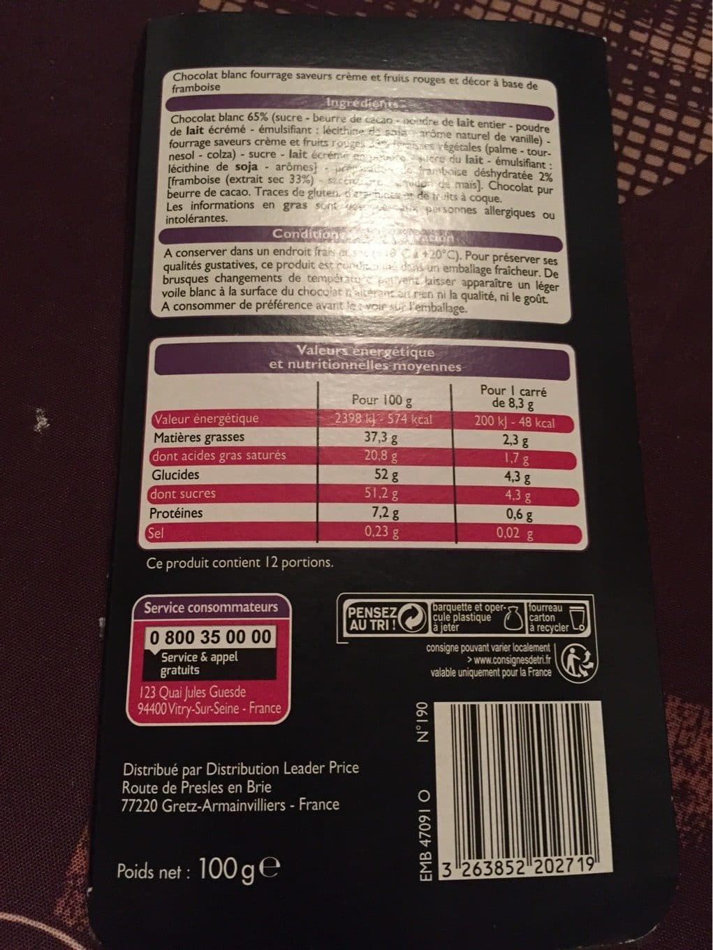 Leader Price Carrés gourmants packshot