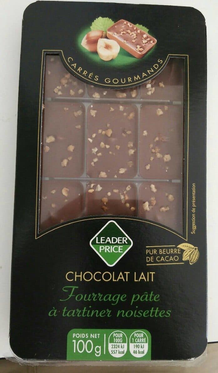 Leader Price Chocolat lait fourrage pâte à tartiner noisettes packshot