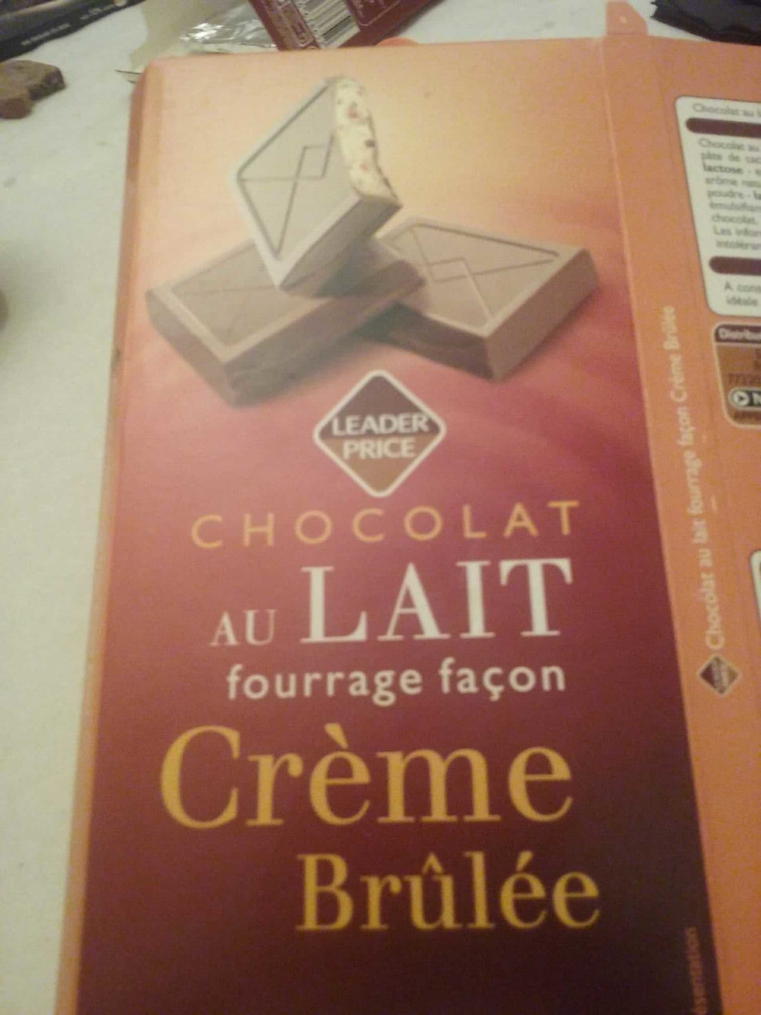 Leader Price Chocolat au lait fourrage façon Crème Brûlée packshot